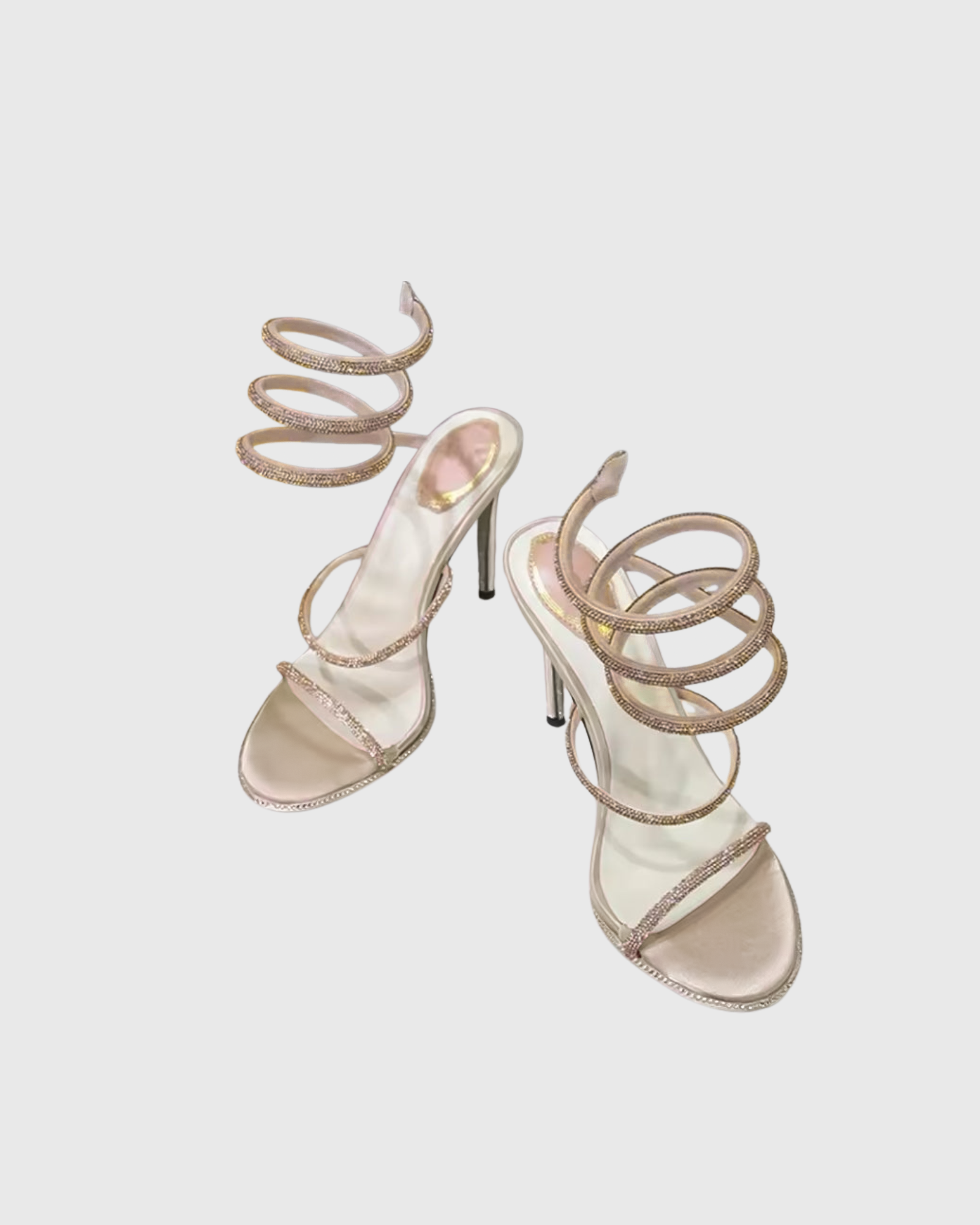 Elisa Rhinestone Embellished Snake Sandals In Pink