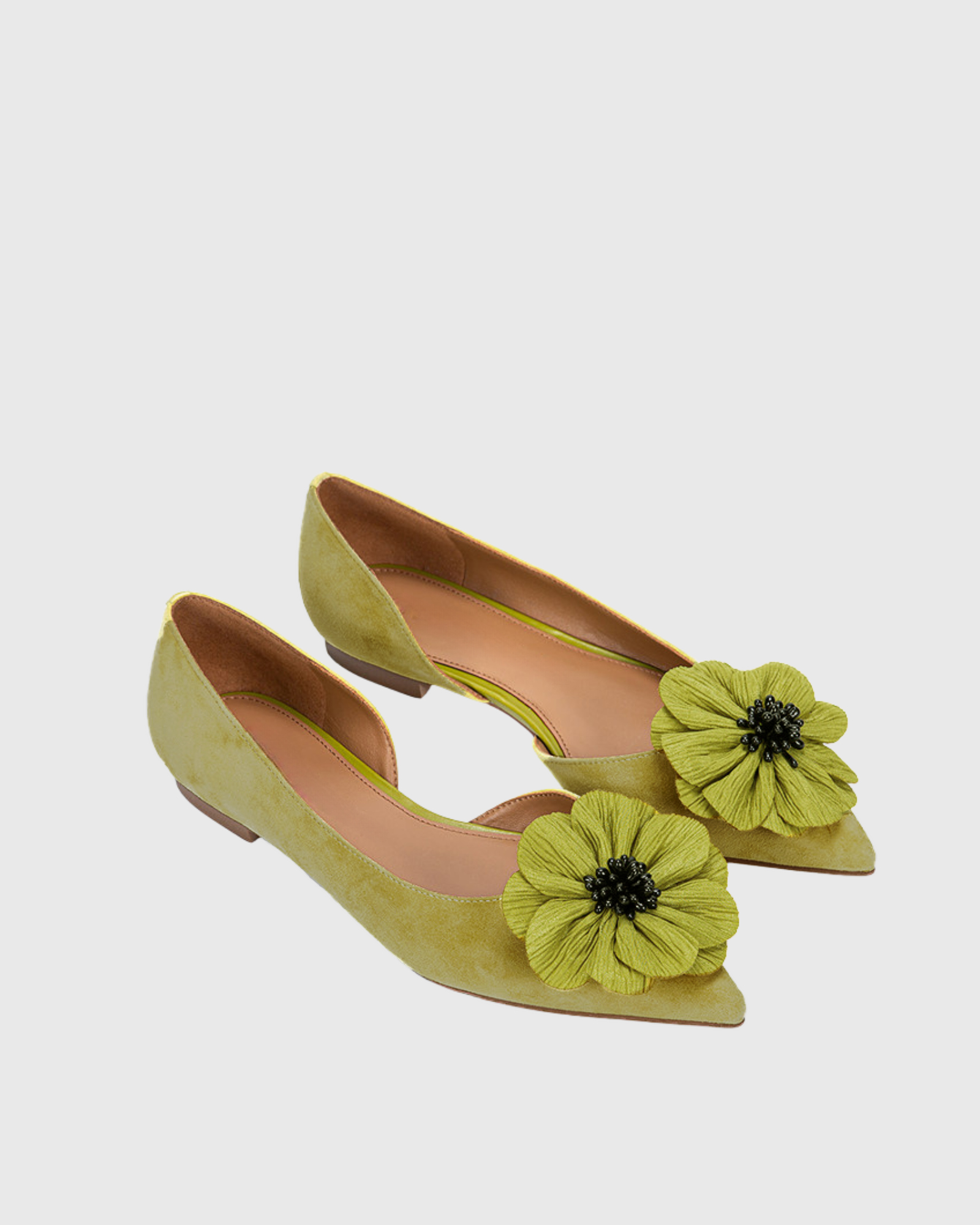 Vanelis Flower Suede Flats In Green