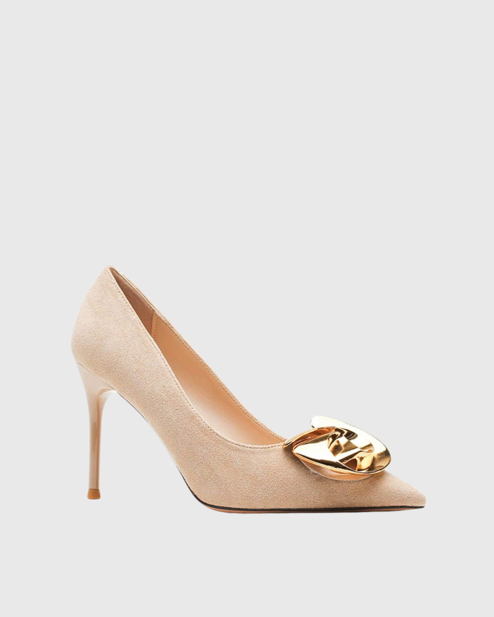 Yanaba Metal Flower Pumps In Khaki