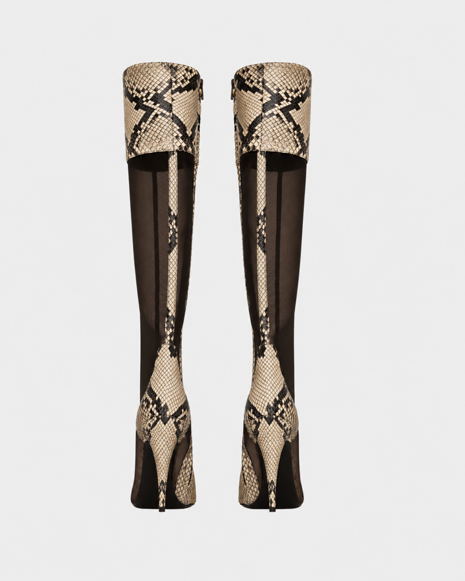 Merei Leopard Print Splicing Boots In Black
