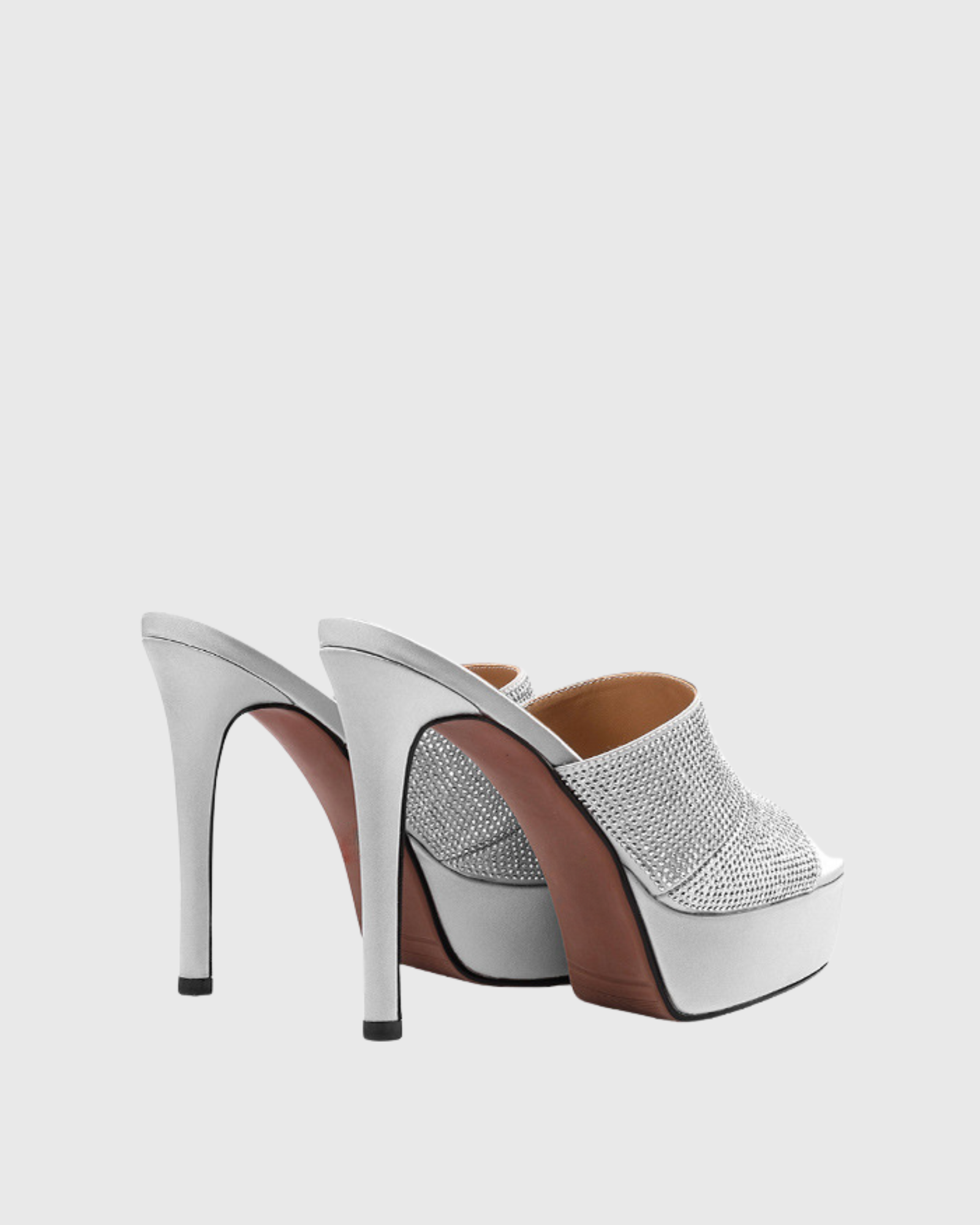 Mirelle Platform Rhinestone Mules In Silver