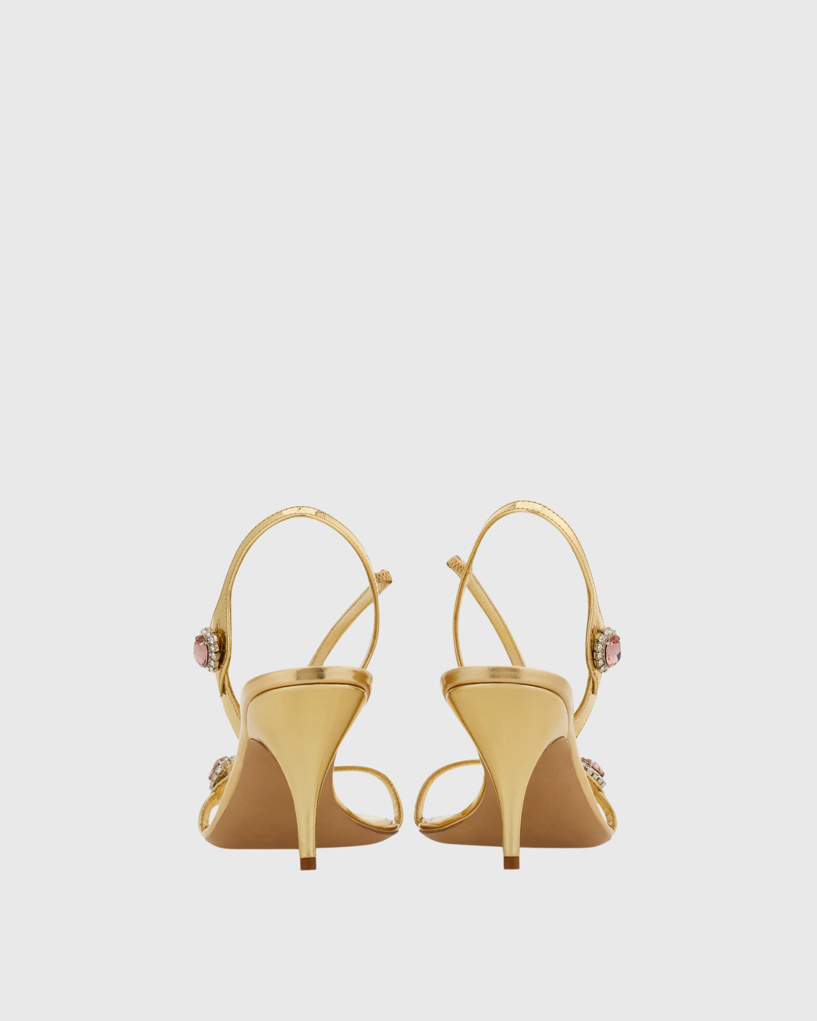 Lunelle Rhinestone Leather Sandals in Gold