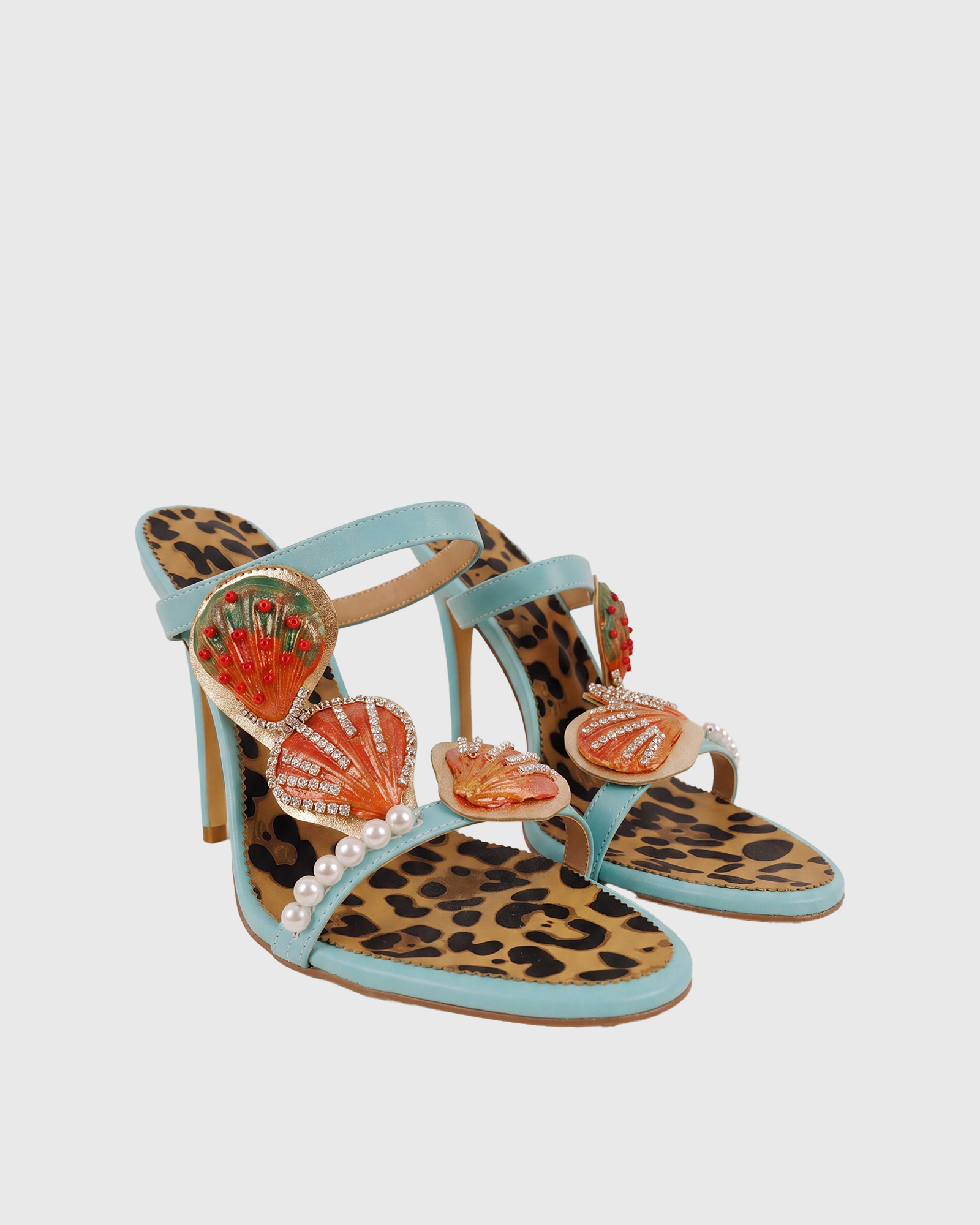 Fadile Shell Leopard Sandals In Green