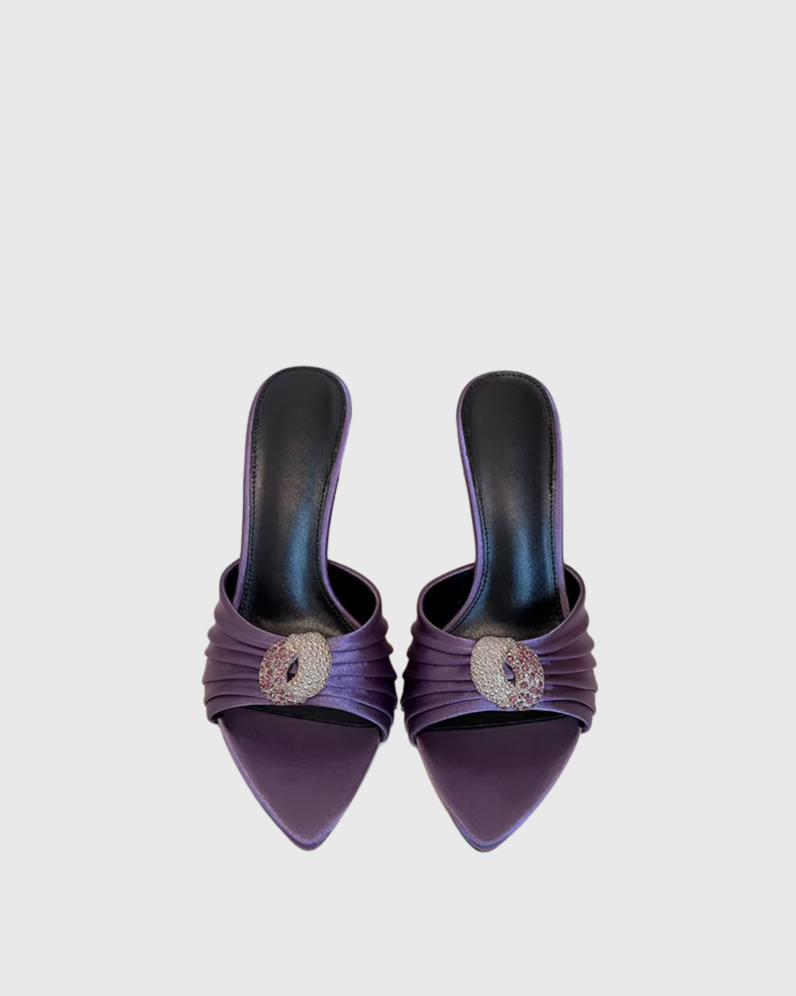 Baard Ruched Rhinestone Slippers In Purple
