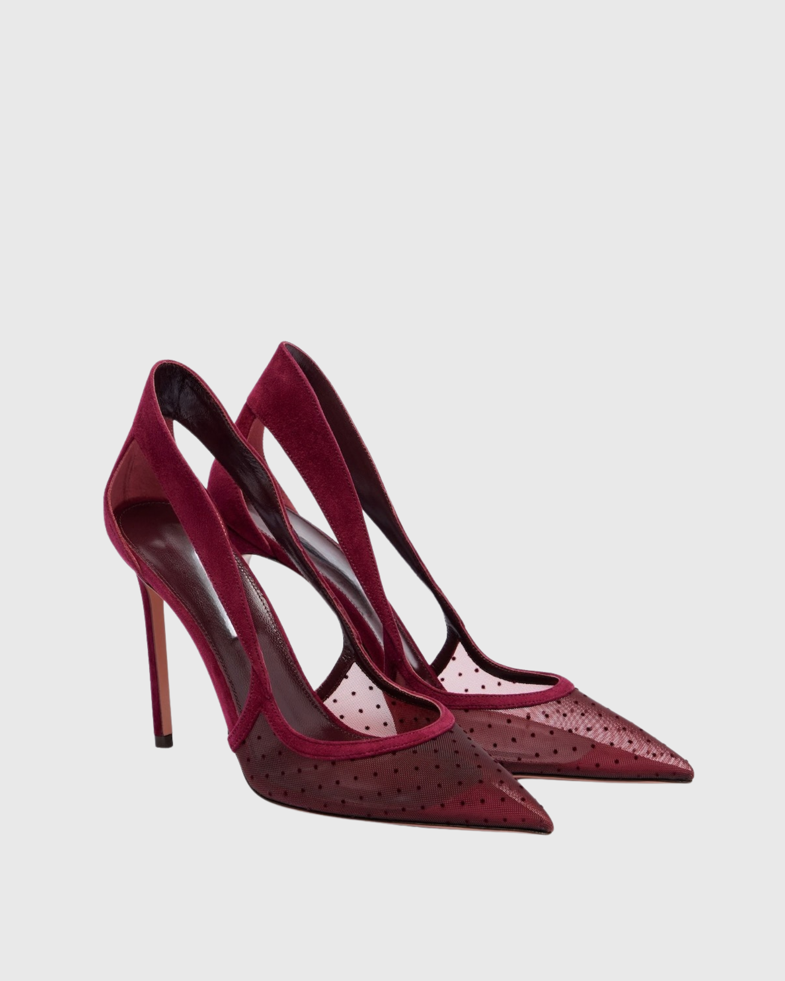 Nadiya Mesh Side Cut Pumps In Red