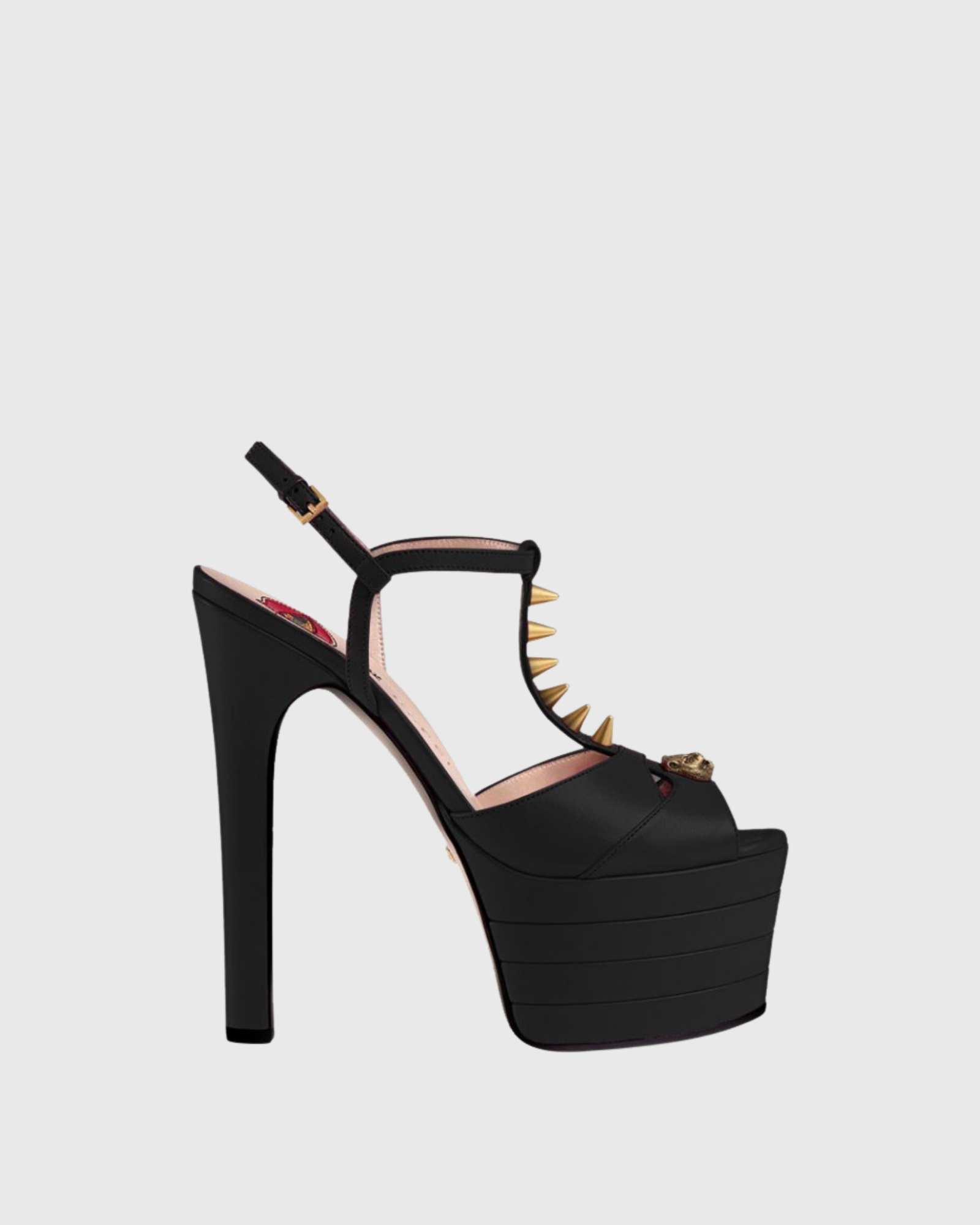 Dionisia Rivet Open Toe Platform Heels In Black