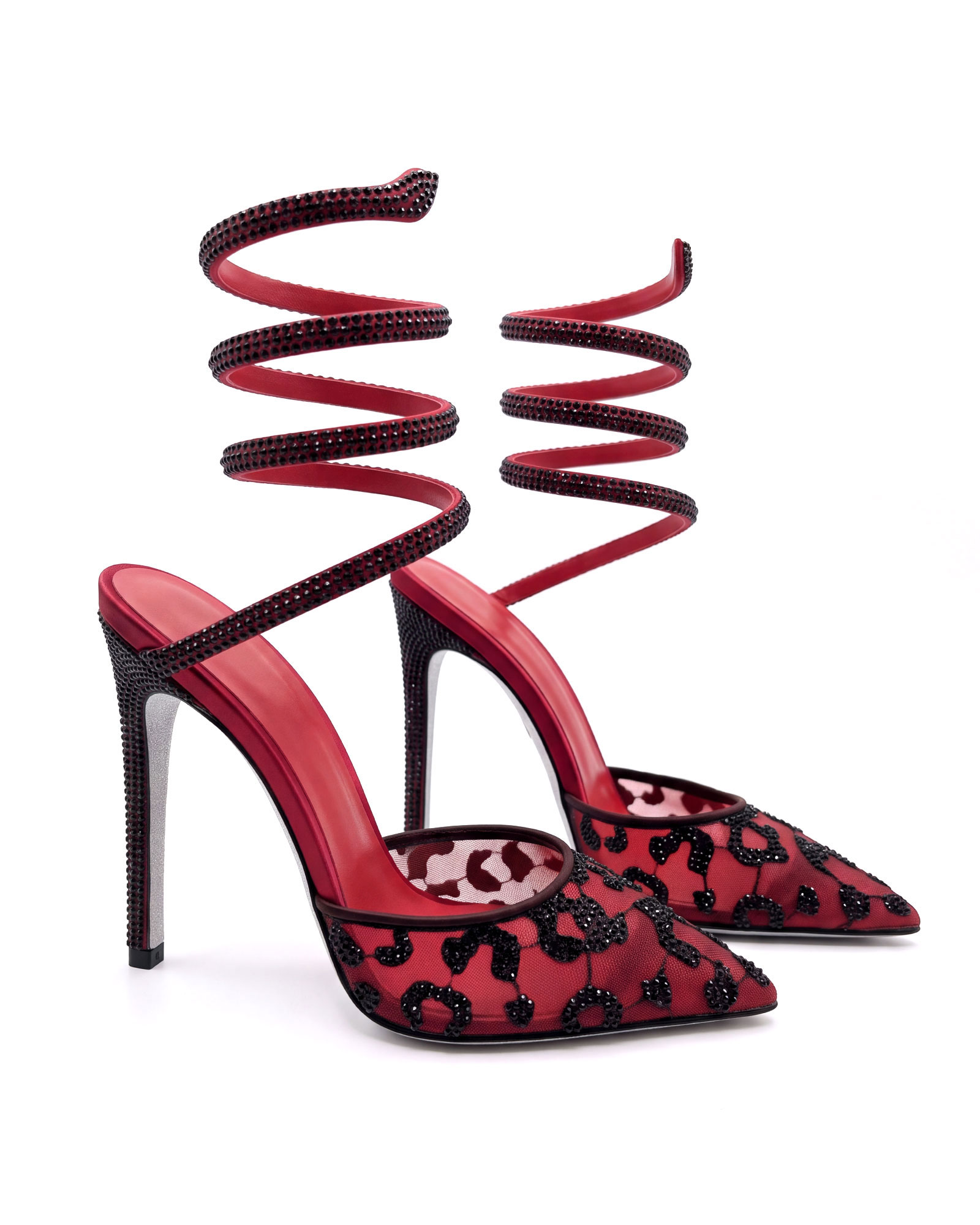Milja Leopard Print Rhinestone Snake Pumps In Pink