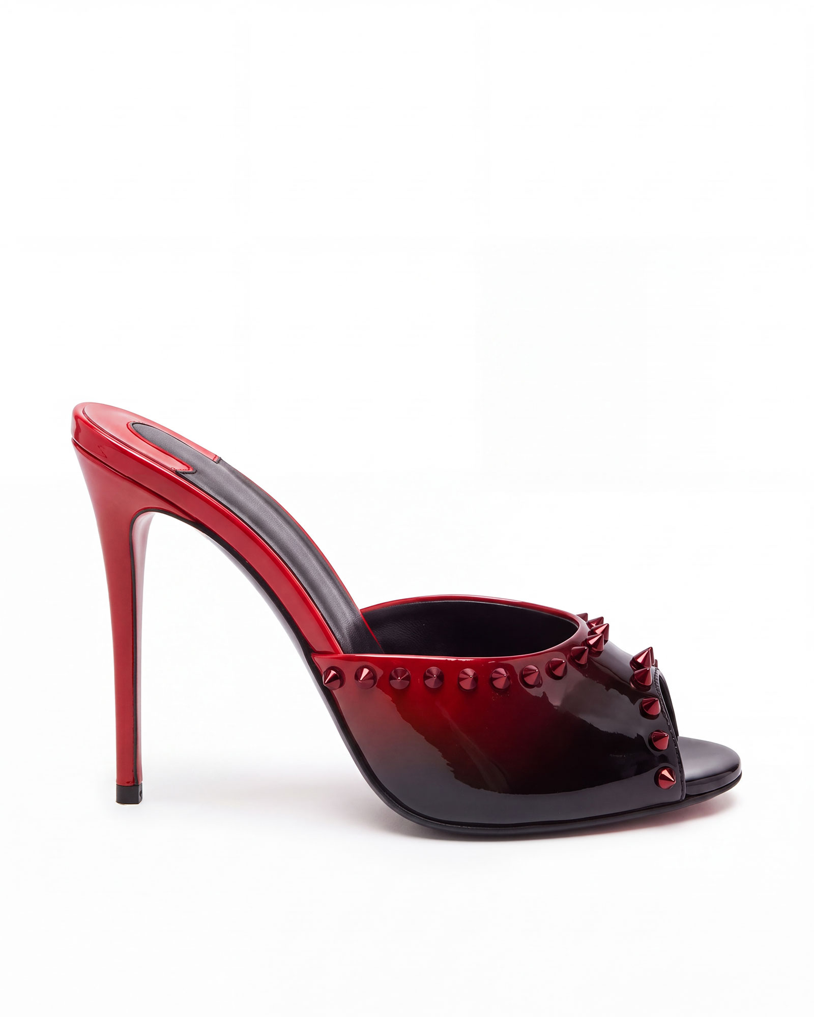 Mysie Rivet Red & Black Mules In Ombré