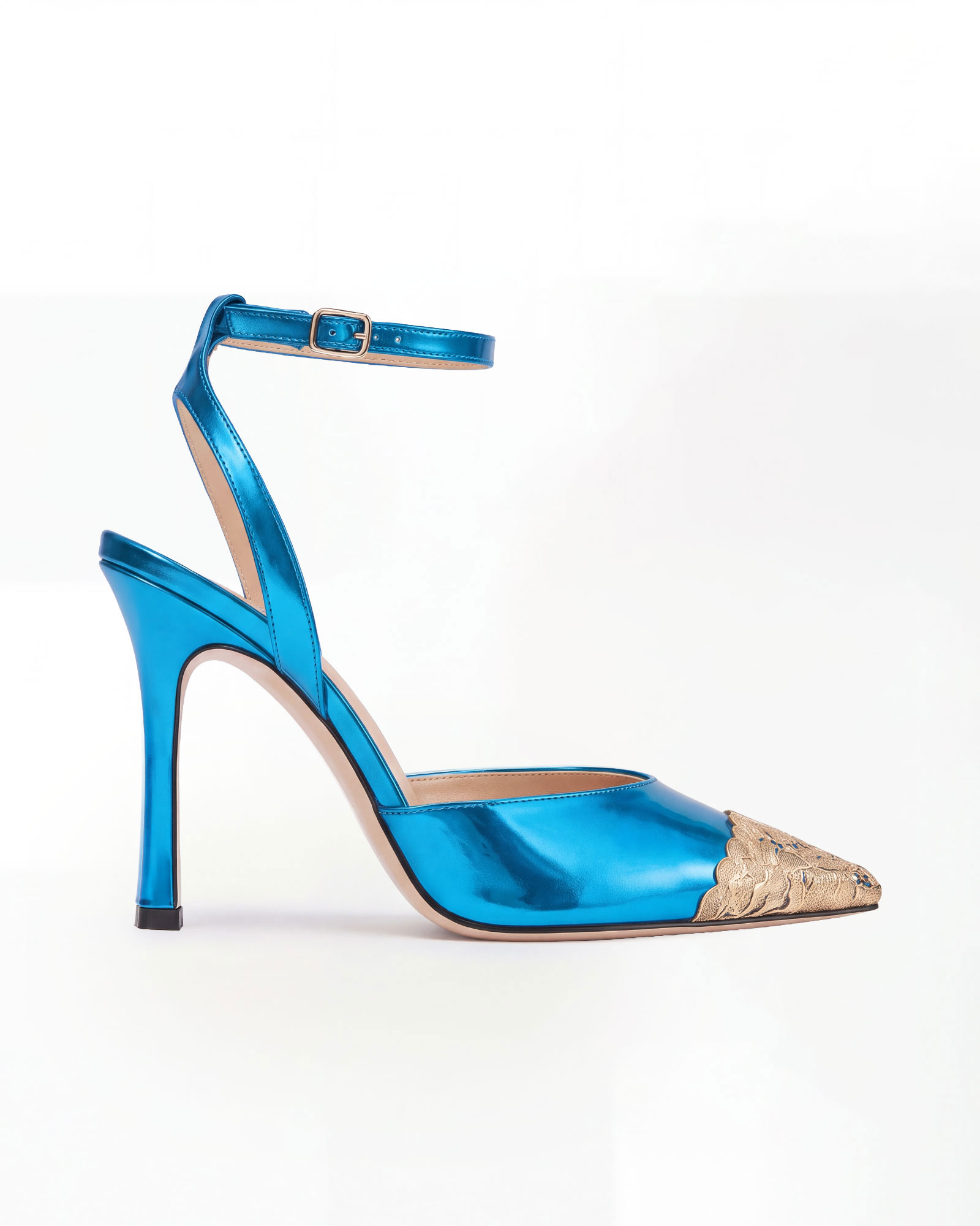 Nada Metallic Strap Pumps In Cobalt Blue