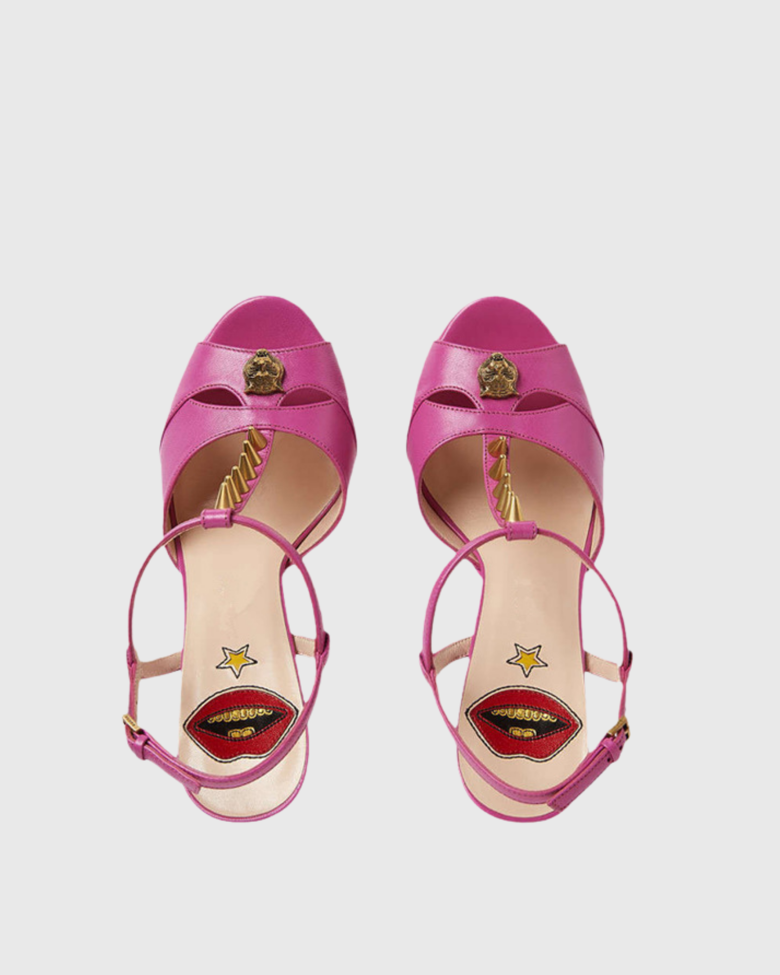 Dionisia Rivet Open Toe Platform Heels In Hot Pink