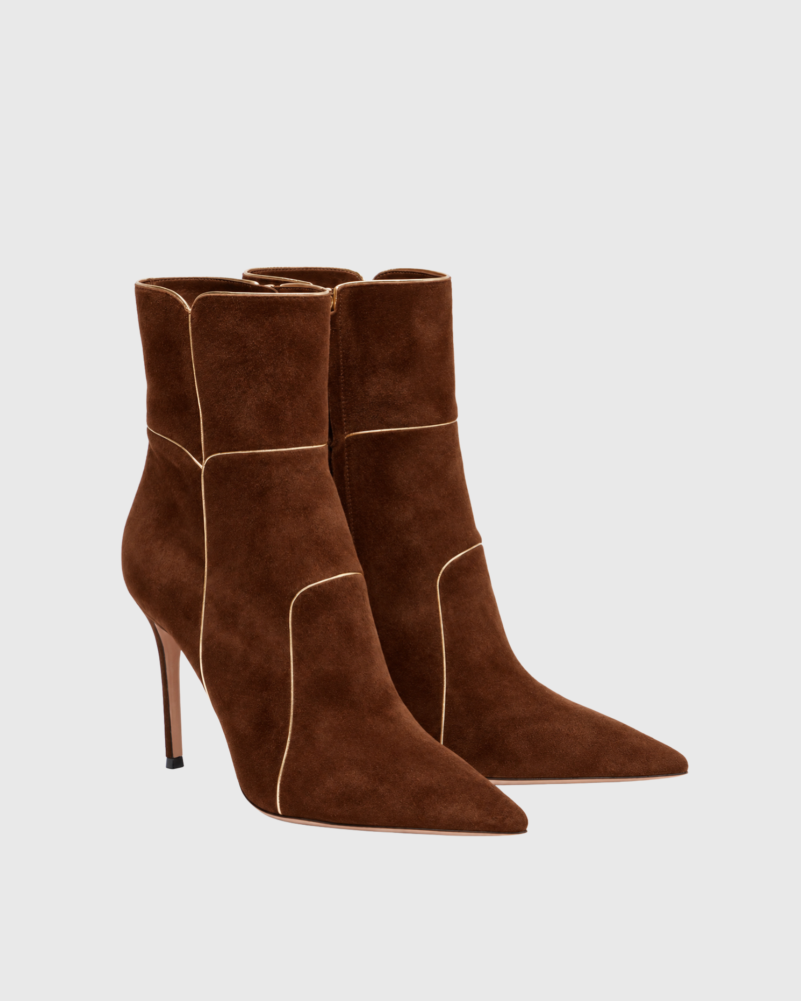 Pora Zipper Suede Ankle Boots In Brown