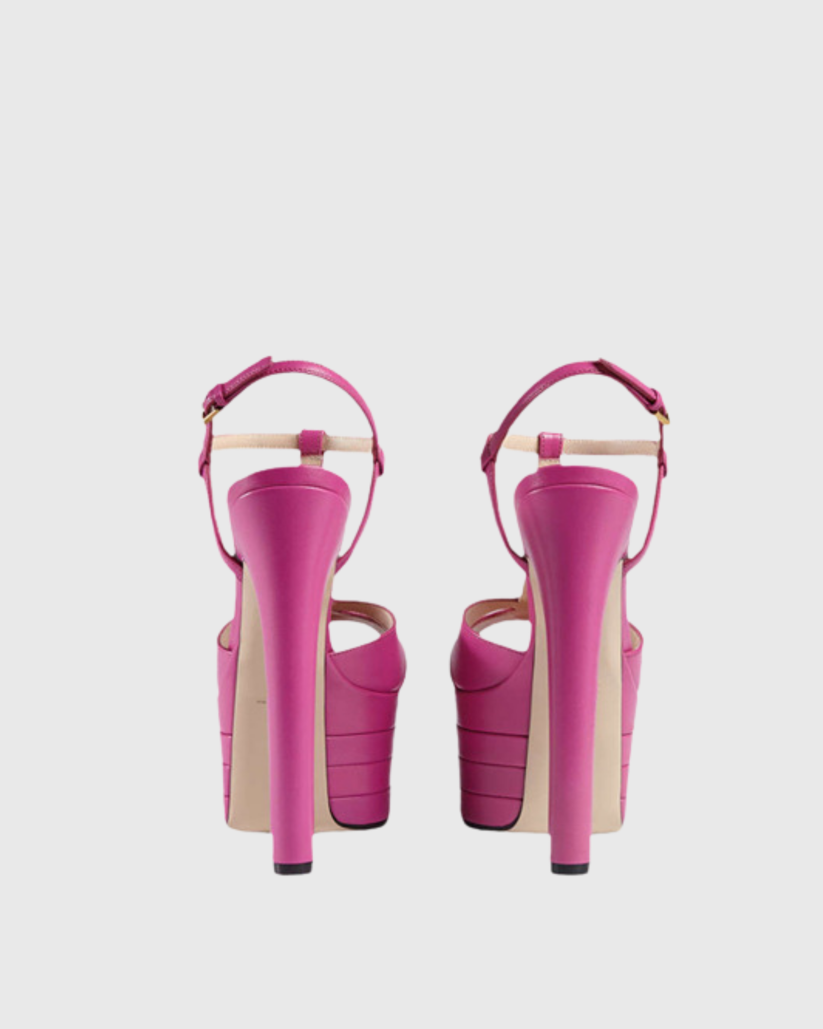 Dionisia Rivet Open Toe Platform Heels In Hot Pink