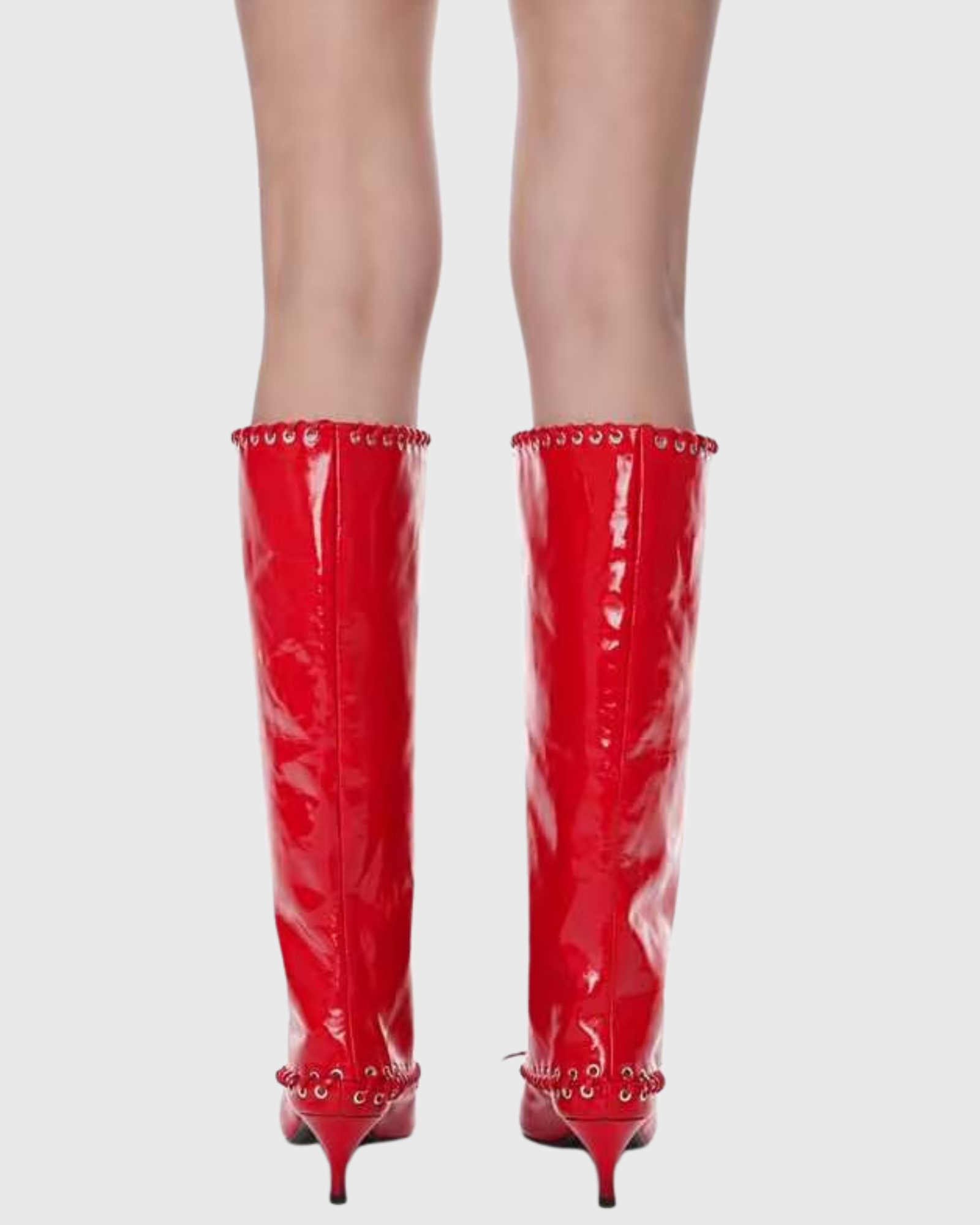 Najma Patent Leather Ruched  Boots In Red