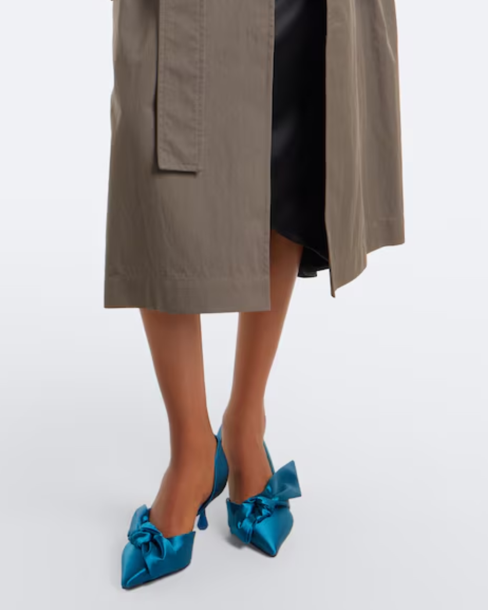 Daina Bow Satin Pumps In Blue