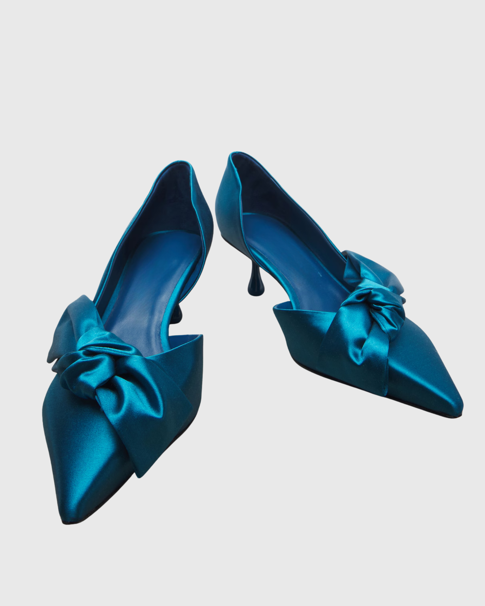 Daina Bow Satin Pumps In Blue