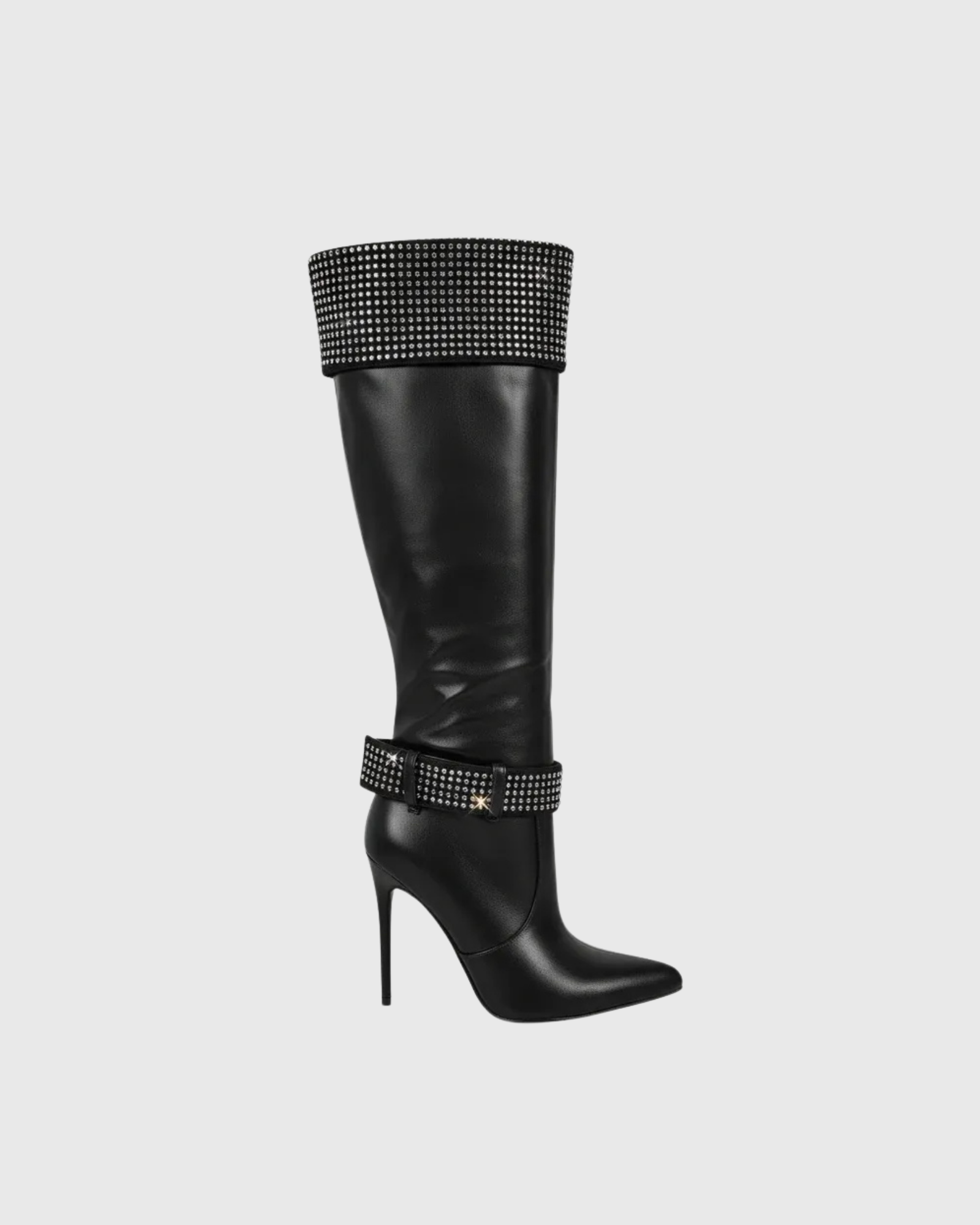 Beppe Rhinestone Knee High Boots In Black