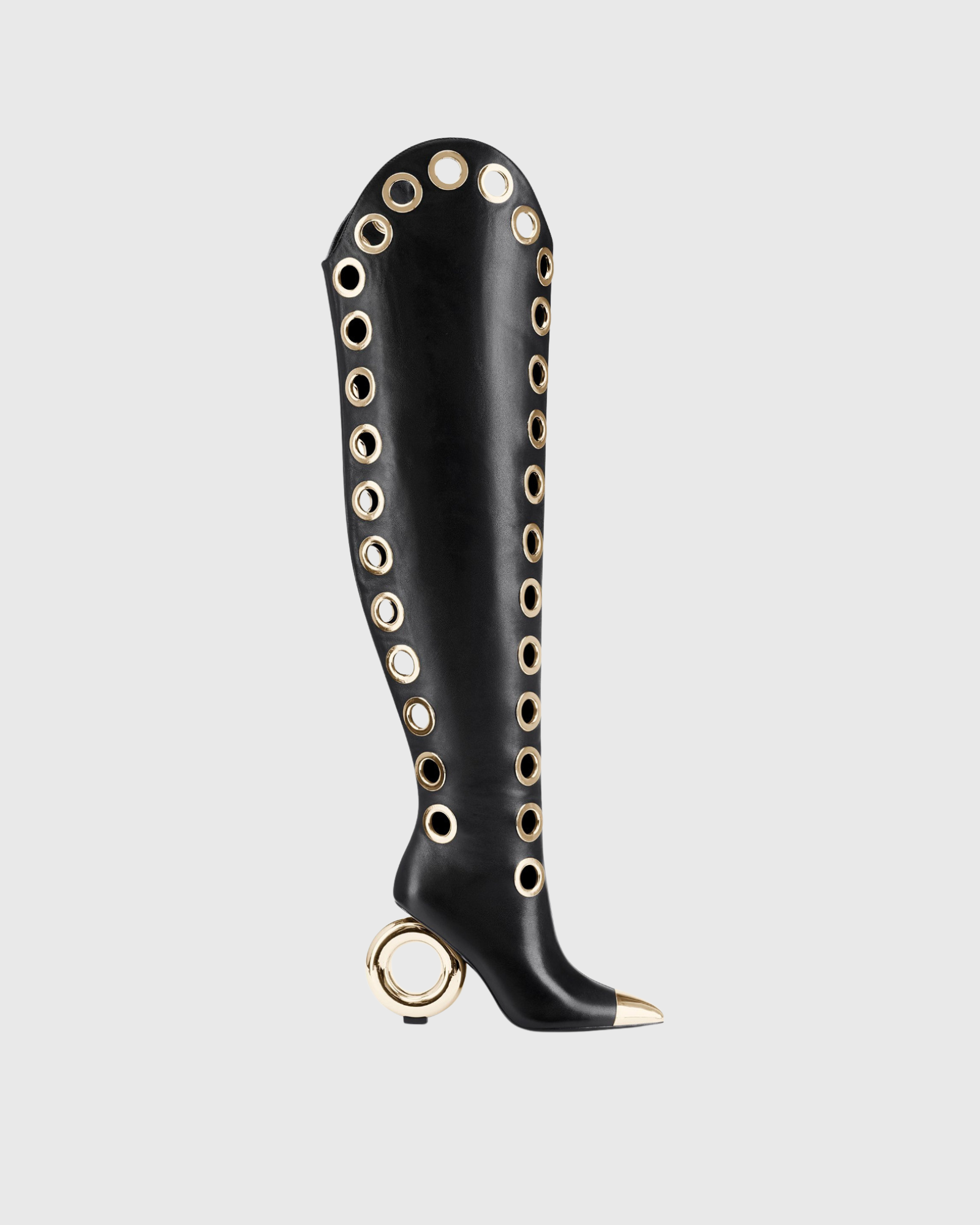 Julie Eyelet Knee High Boots In Black
