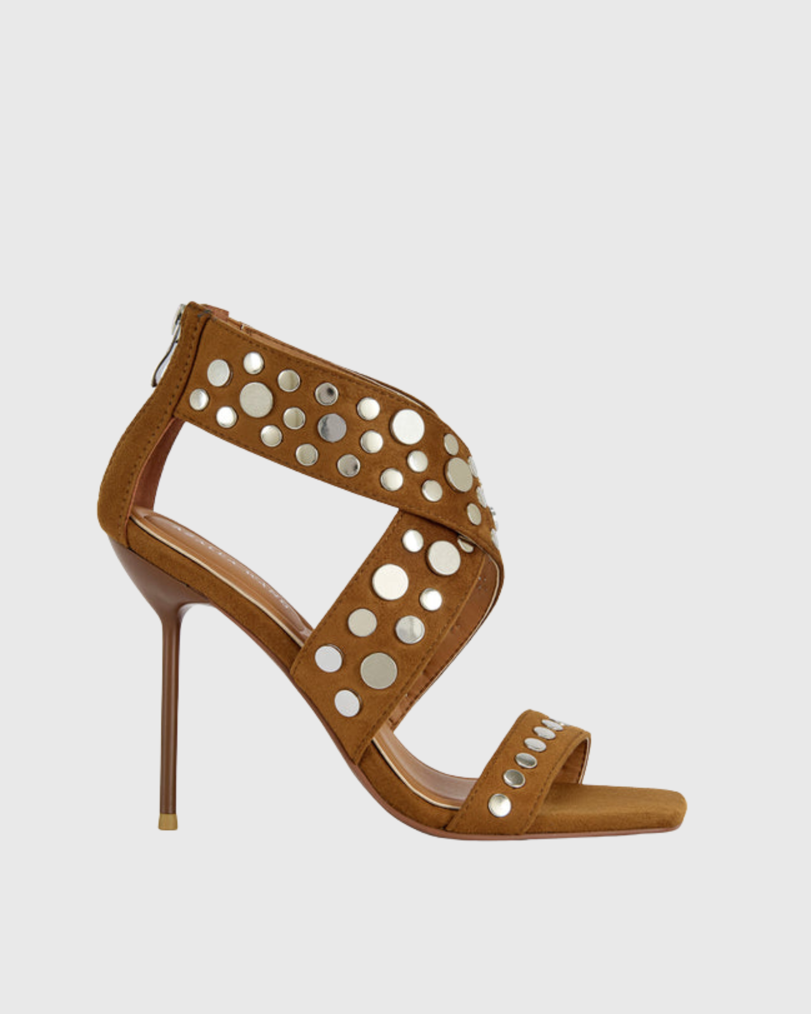 Julia Stud Cross Strap Sandals In Brown