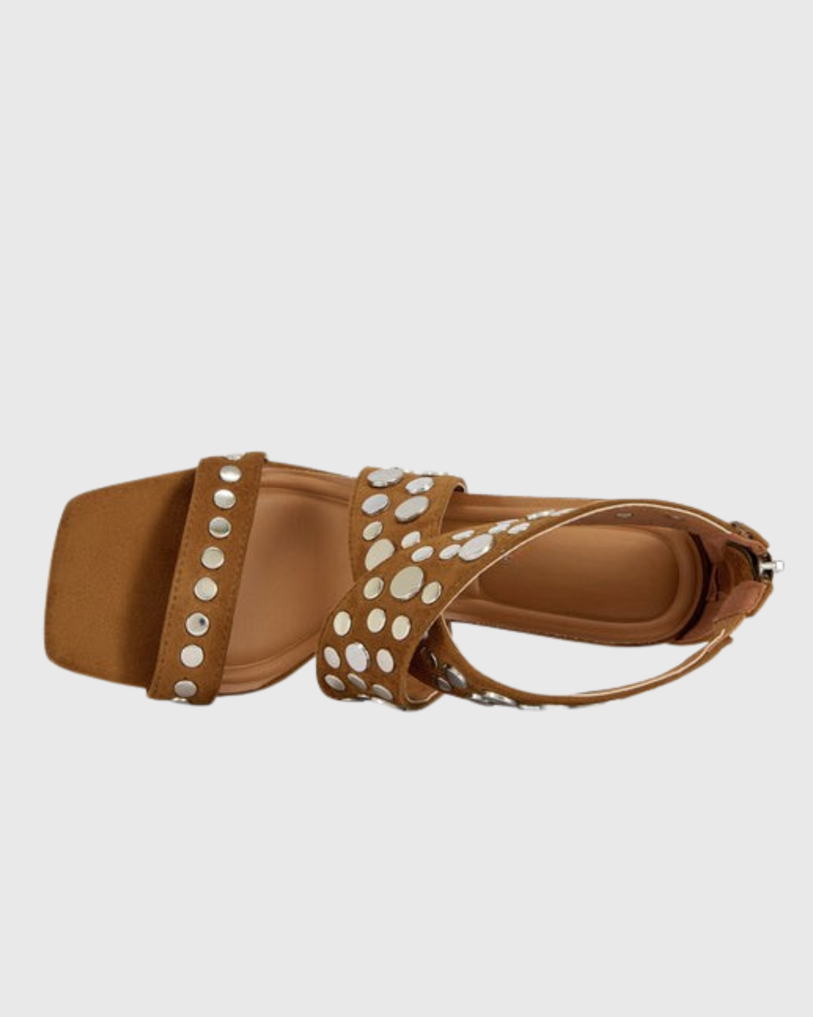 Julia Stud Cross Strap Sandals In Brown