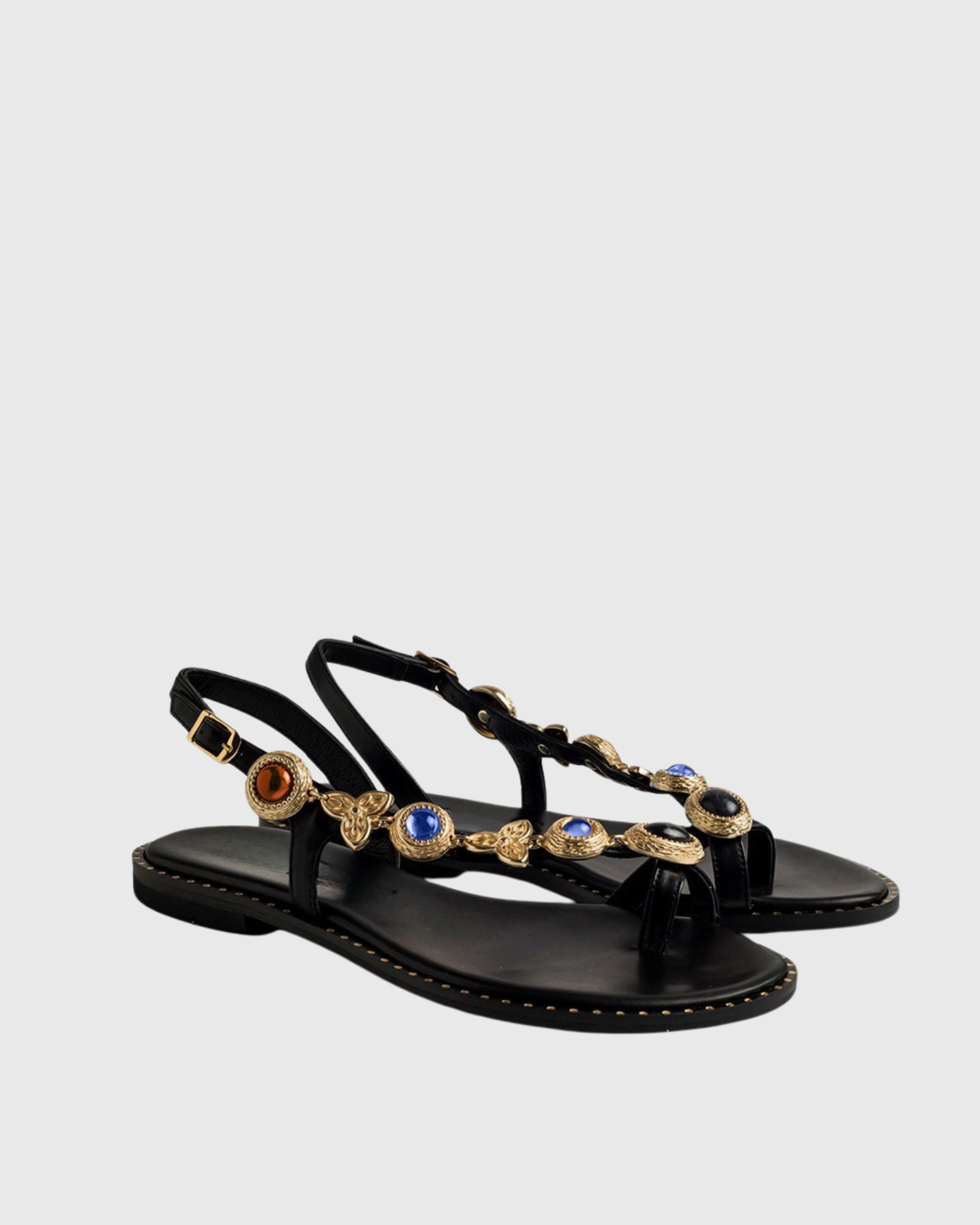 Juha Gem Chain Flats In Black
