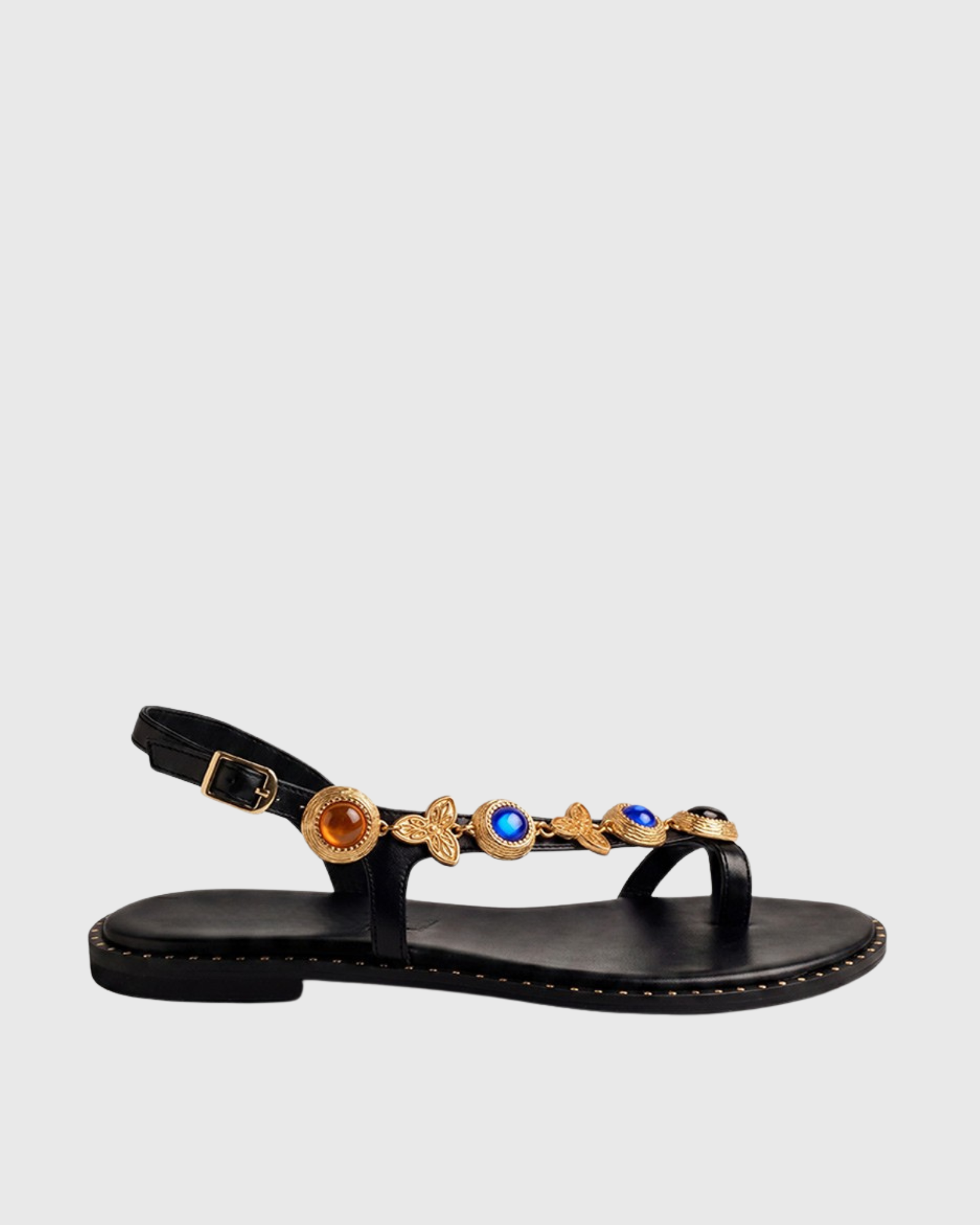 Juha Gem Chain Flats In Black