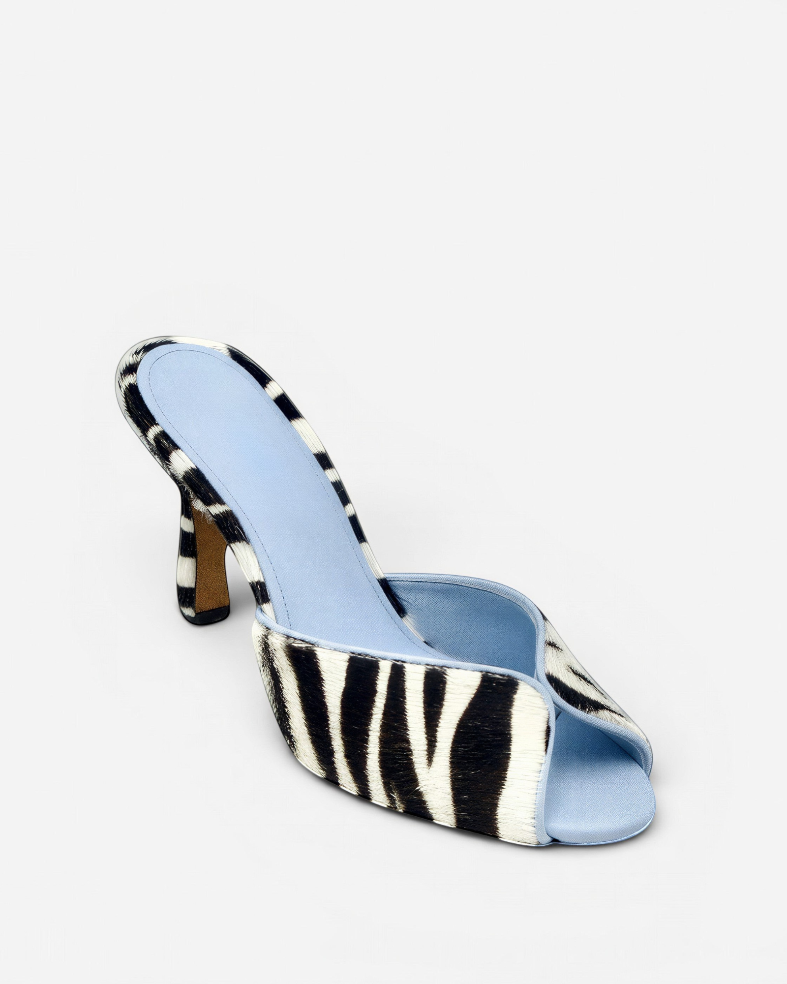 Kairi Zebra Paint Peep Toe Mules 