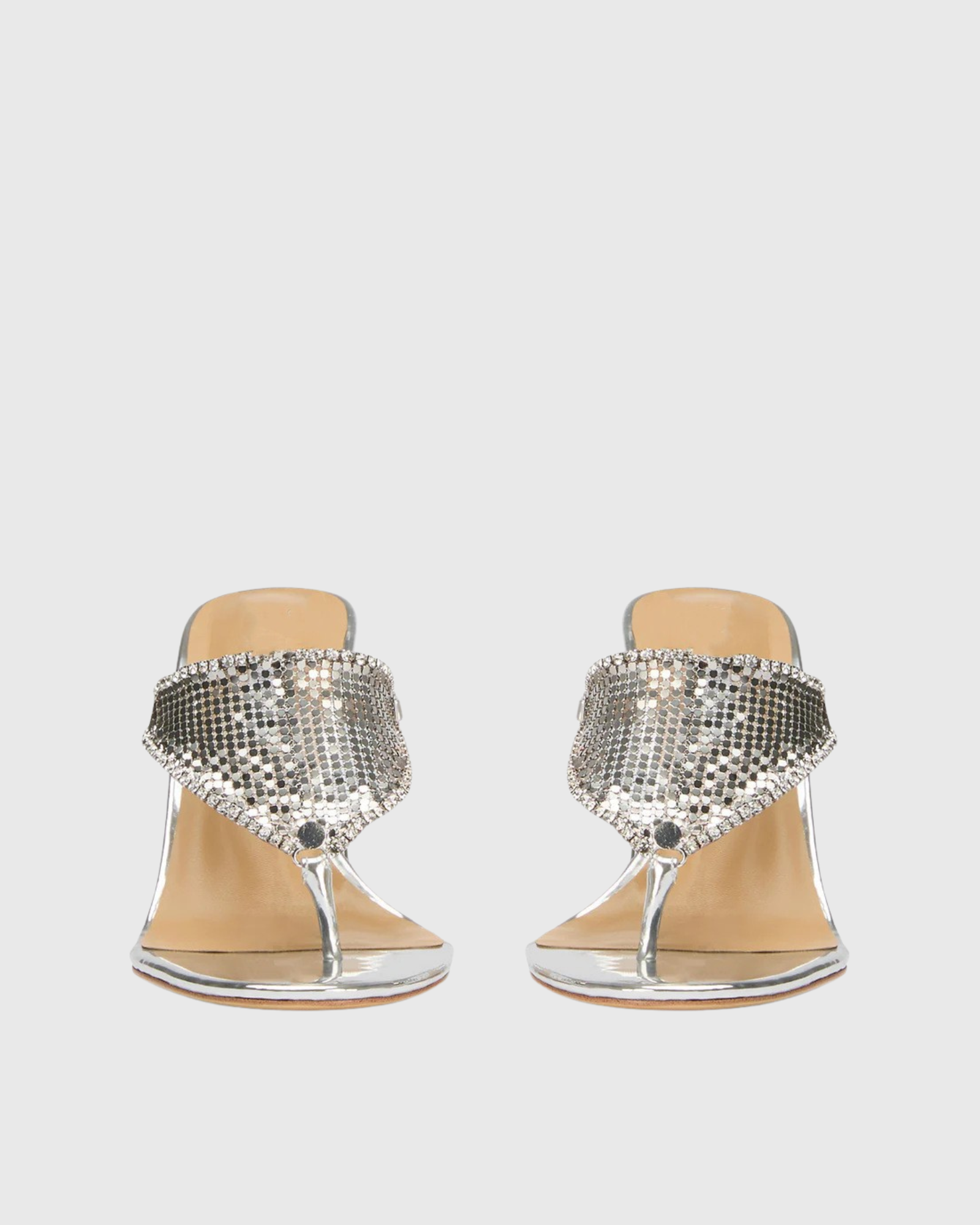 Laia Chainmail Thong Mules  In Sliver