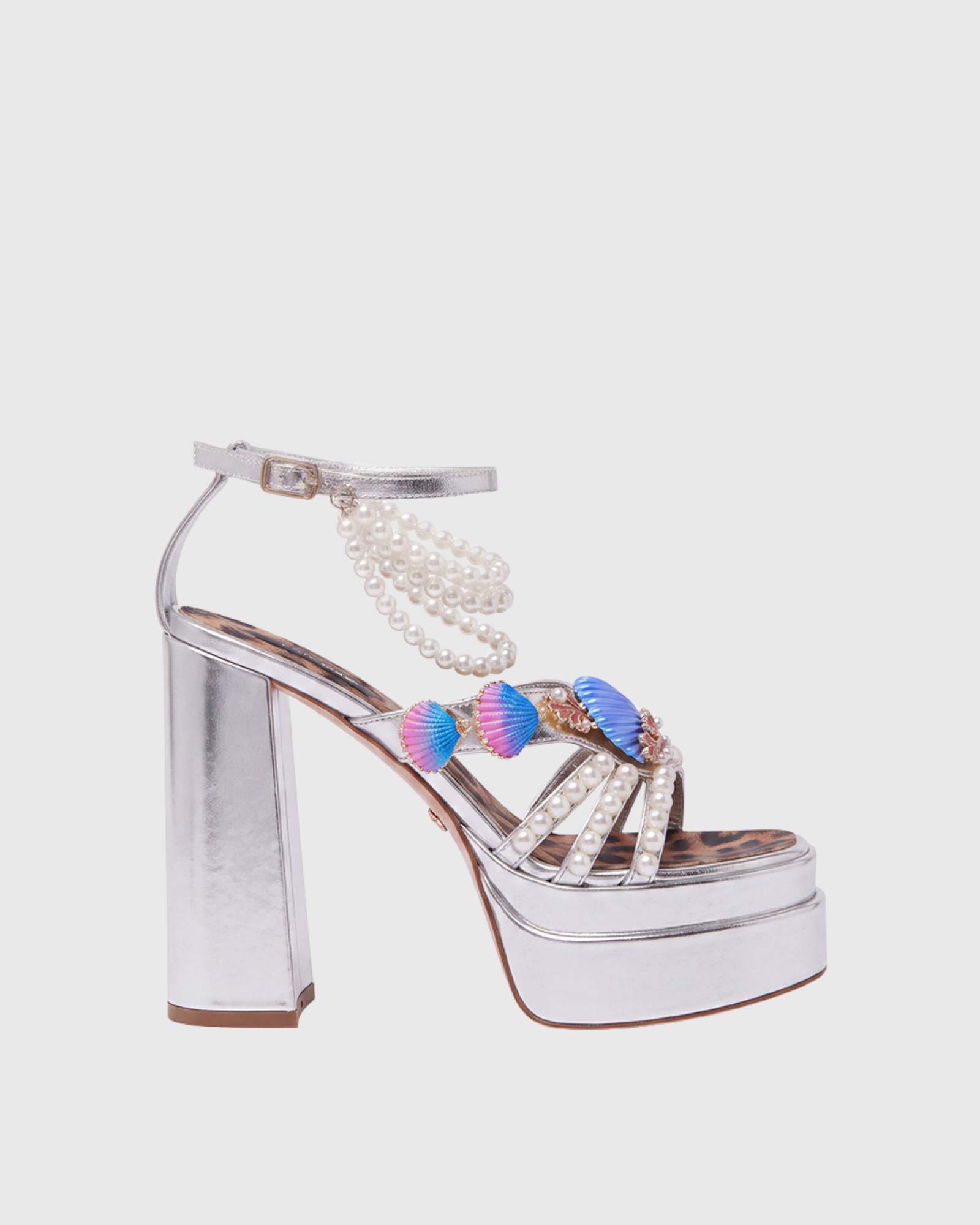 Fadile Shell Pearl Platform Sandals In Silver