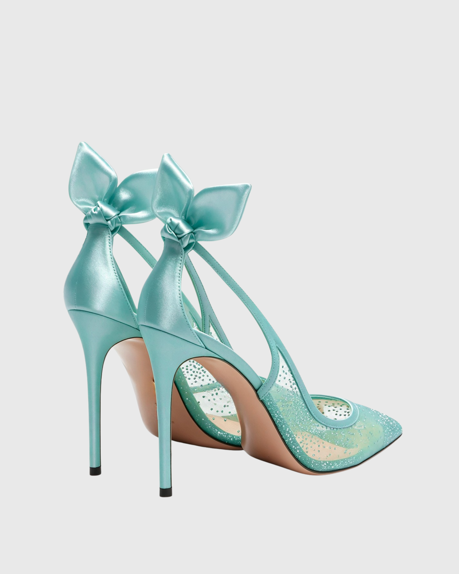 Lowri Rhinestone Mesh Bow Slingback Pumps In Green