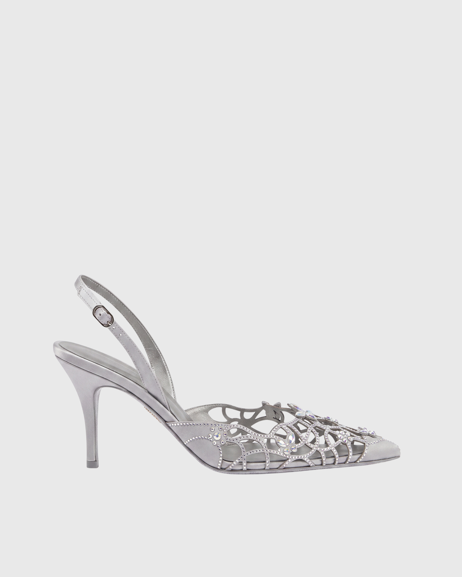 Liat Rhinestone Flower Slingback Pumps In Sliver