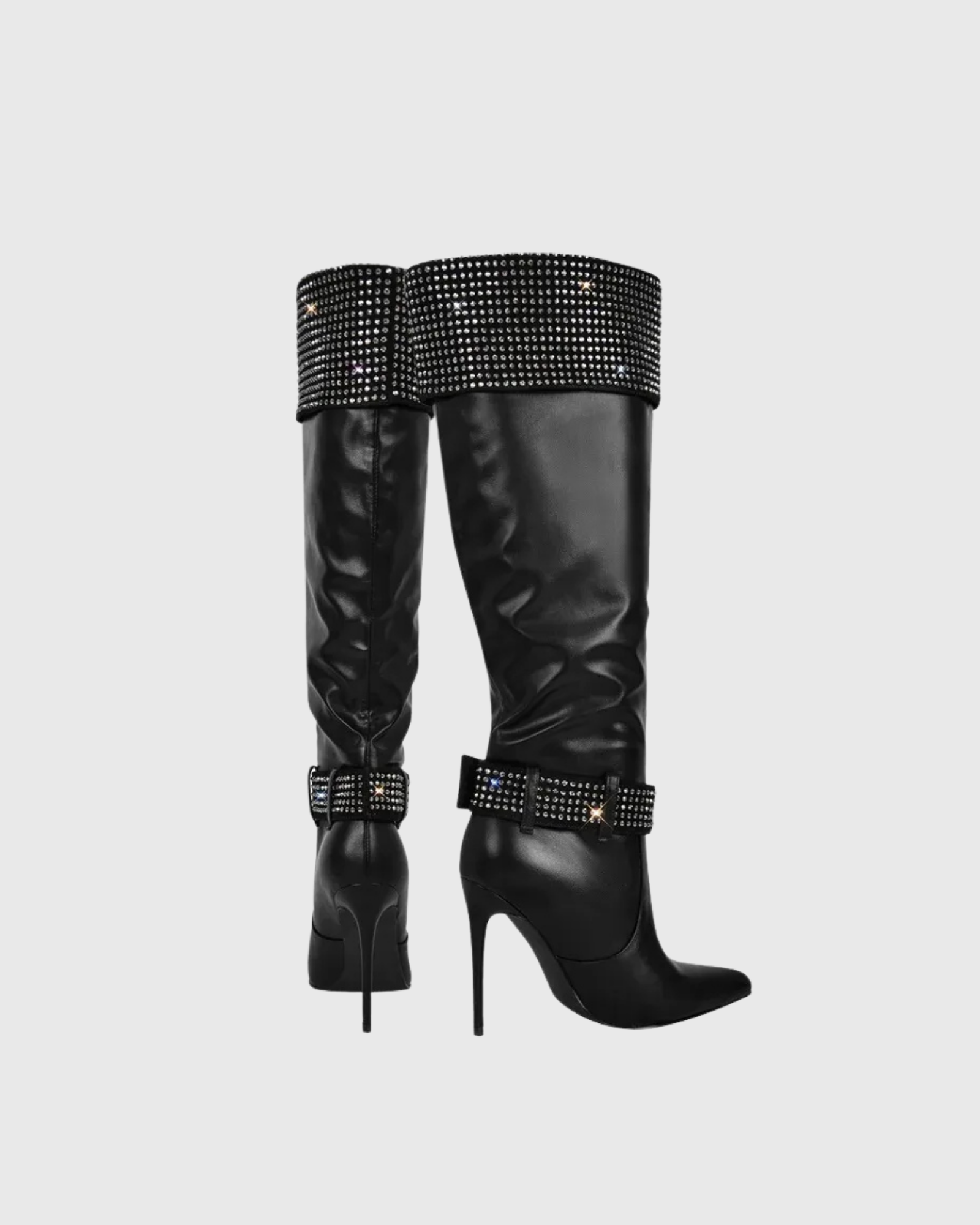 Beppe Rhinestone Knee High Boots In Black