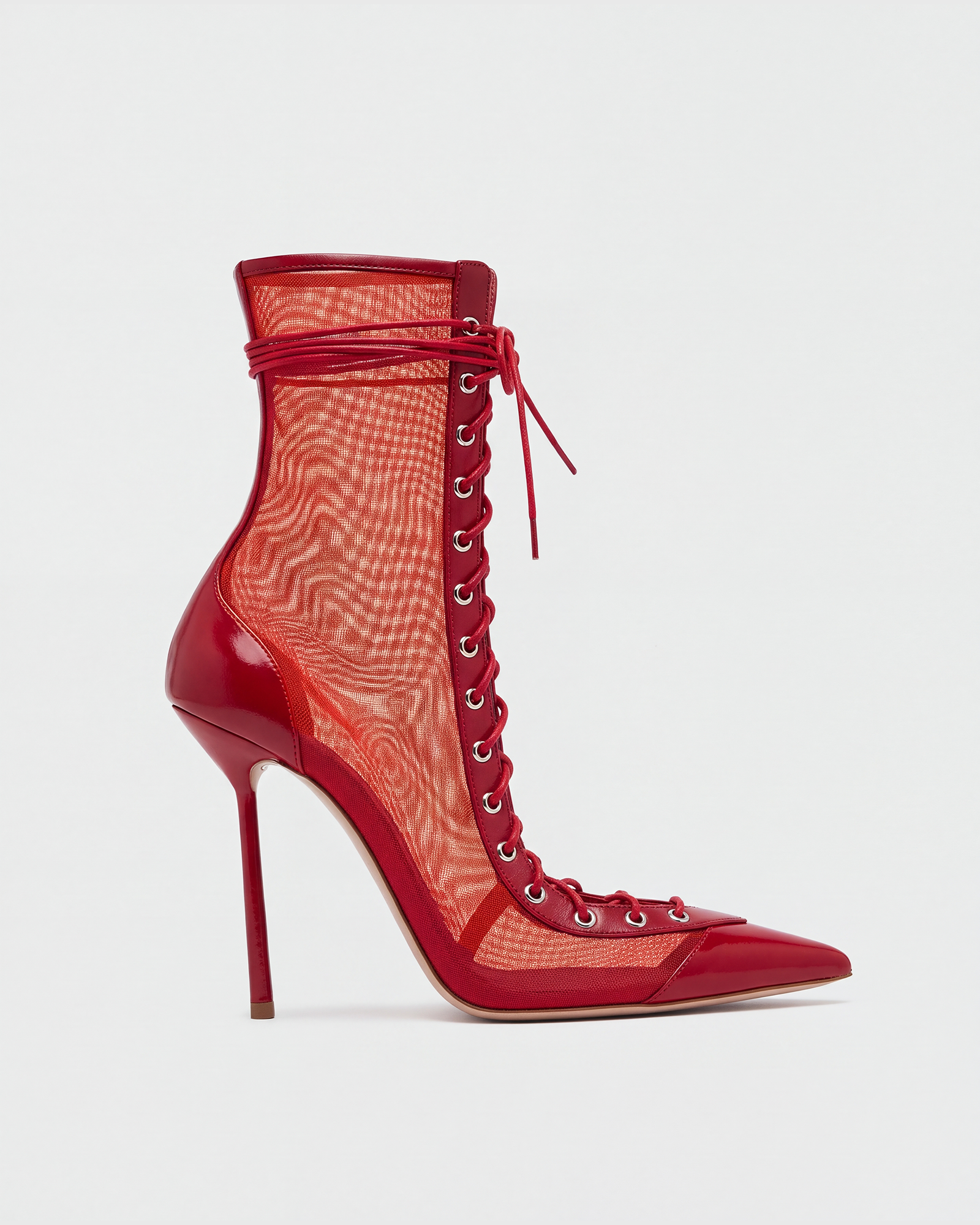 Agnola Lace Up Mesh Splicing Ankle Boots