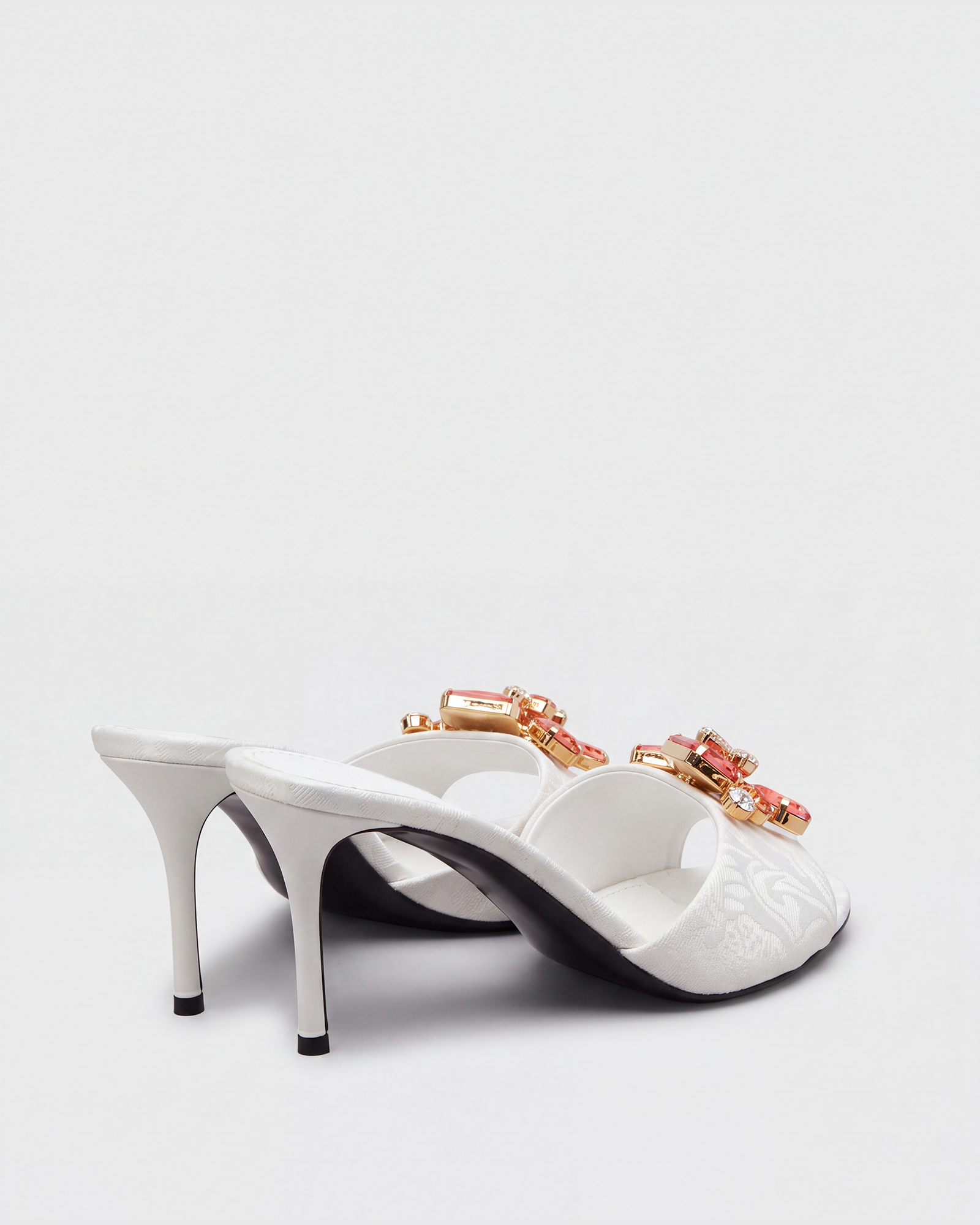 Moe Rhinestone Mules In White·