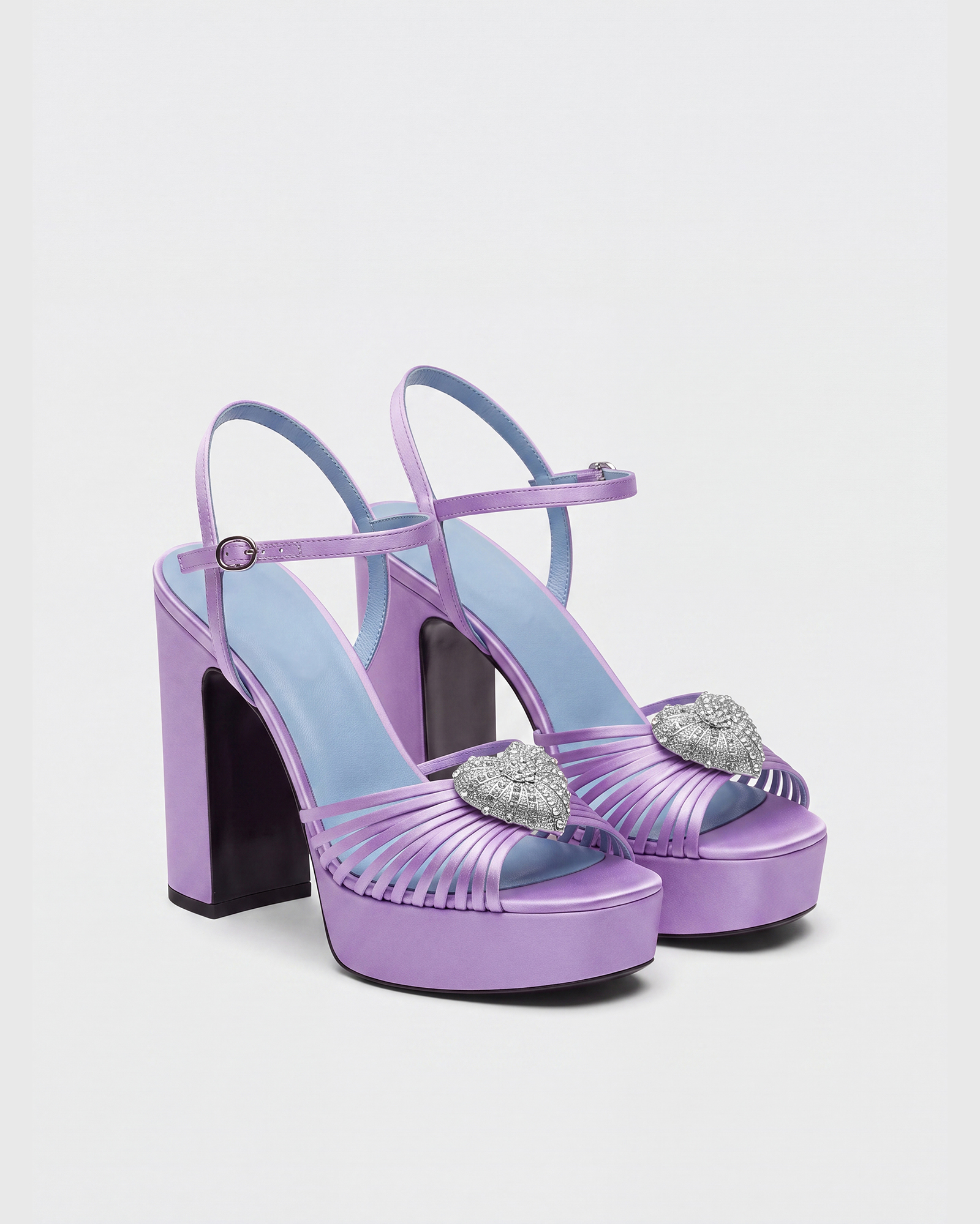 Lois Heart Strap Sandals In Purple