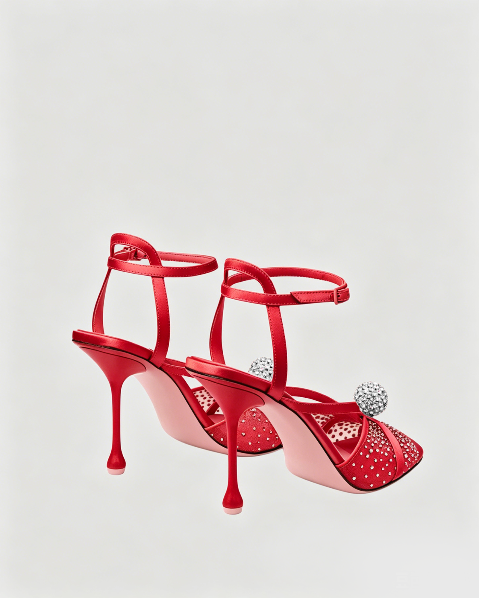 Prescott Rhinestone Mesh Mules In Red