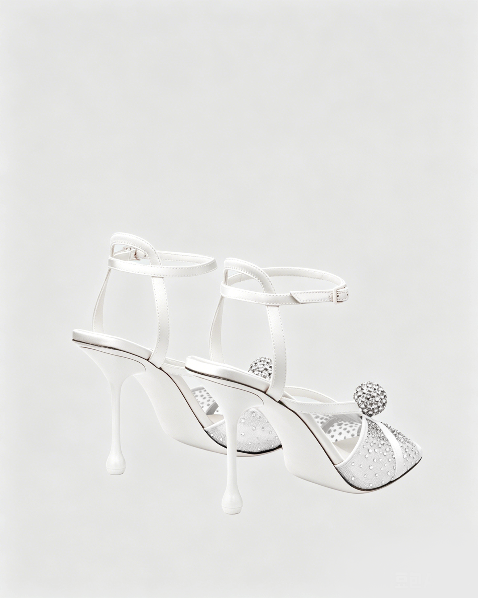 Prescott Rhinestone Mesh Mules In White