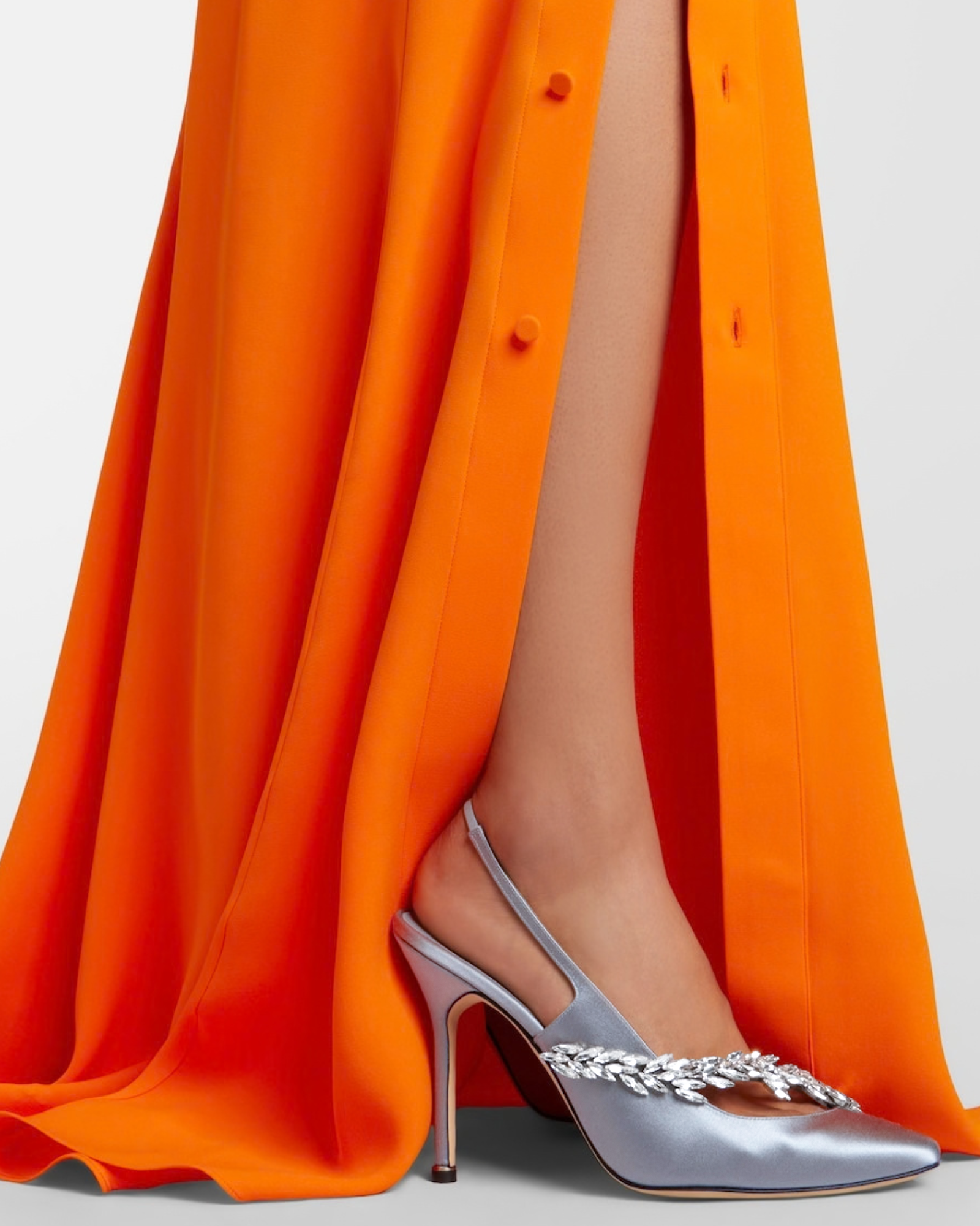 Lomar Rhinestone Satin Slingback Pumps In Baby Blue