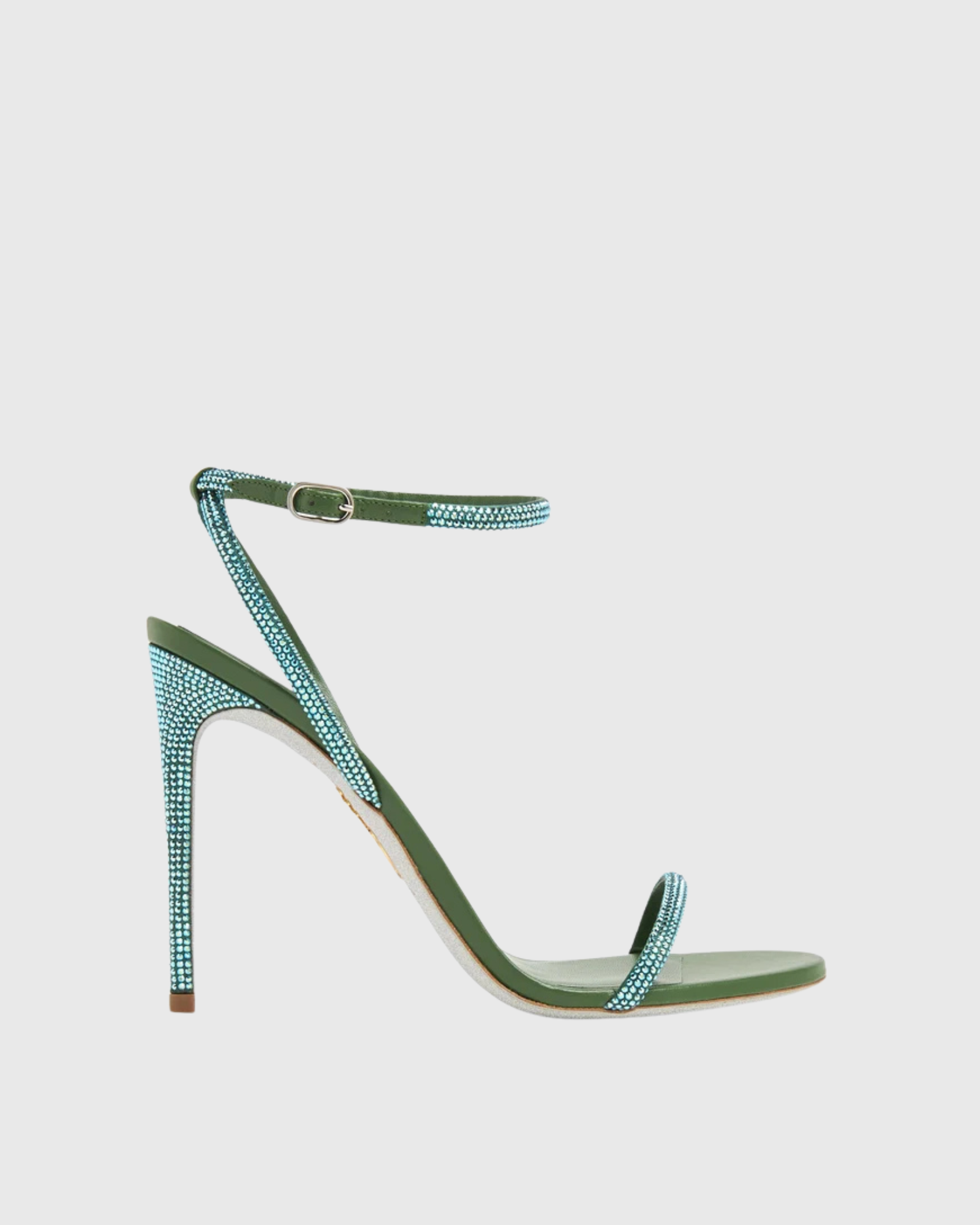 Aileen Rhinestore Splicing Slinkback Sandals In Green