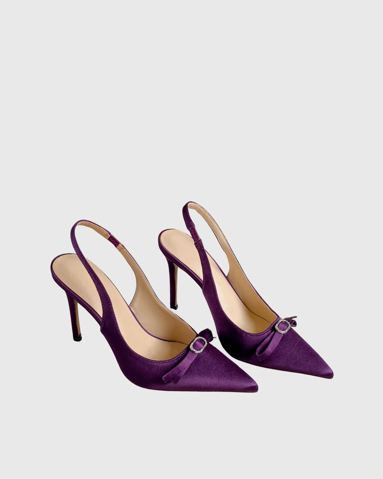 Vita Bow Satin Slingback Pumps In Purple
