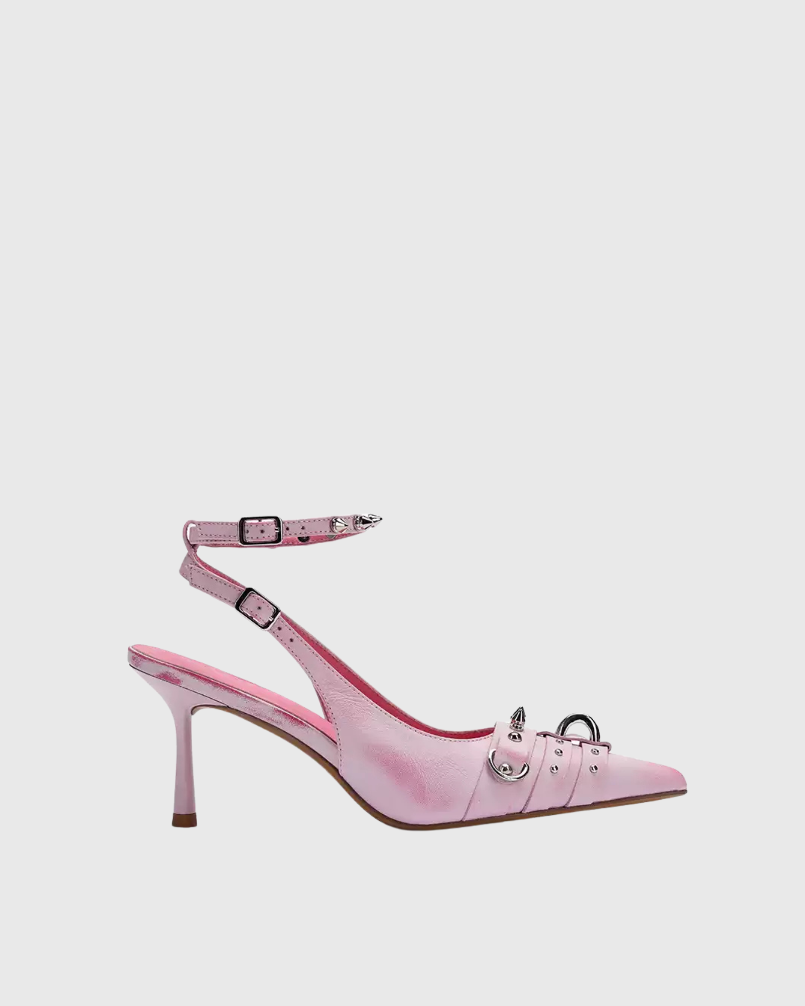 Afra Rivet Embellished Slingback Pumps In Pink