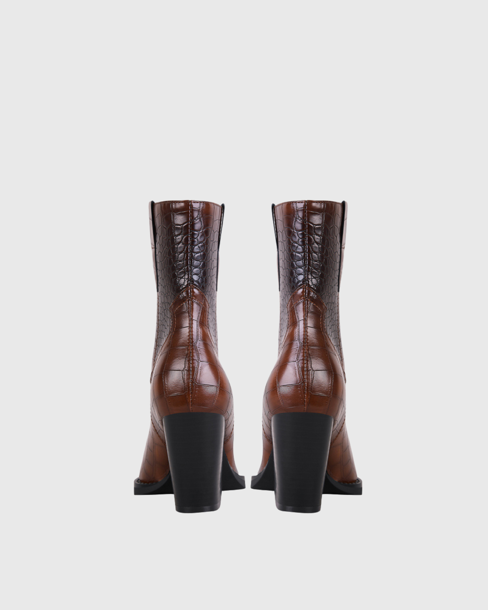Isabetta Croc Embossed Boots In Brown