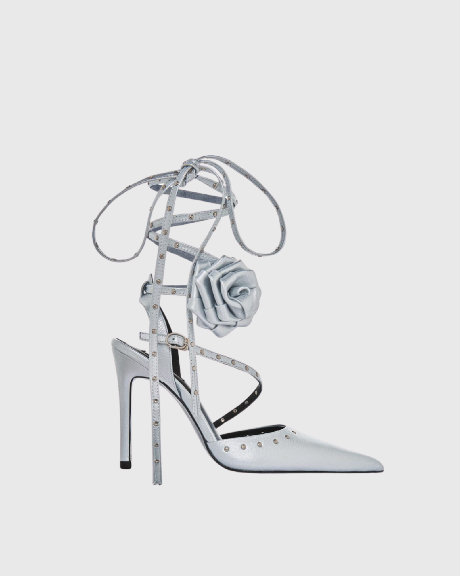 Fontaine Rose Lace Up Sandals In Silver 