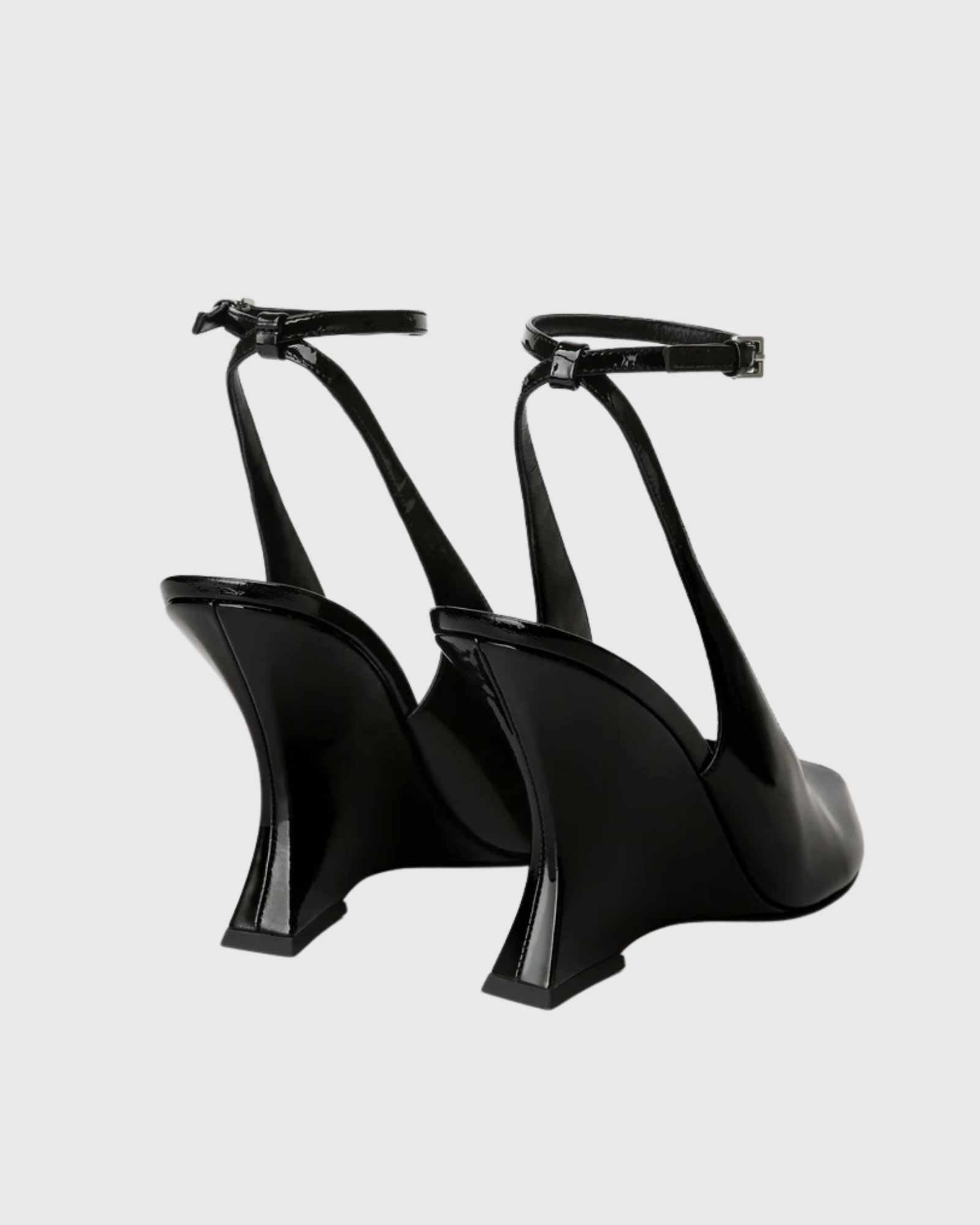 Eki Patent Leather Open Toe Wedge Pumps In Black