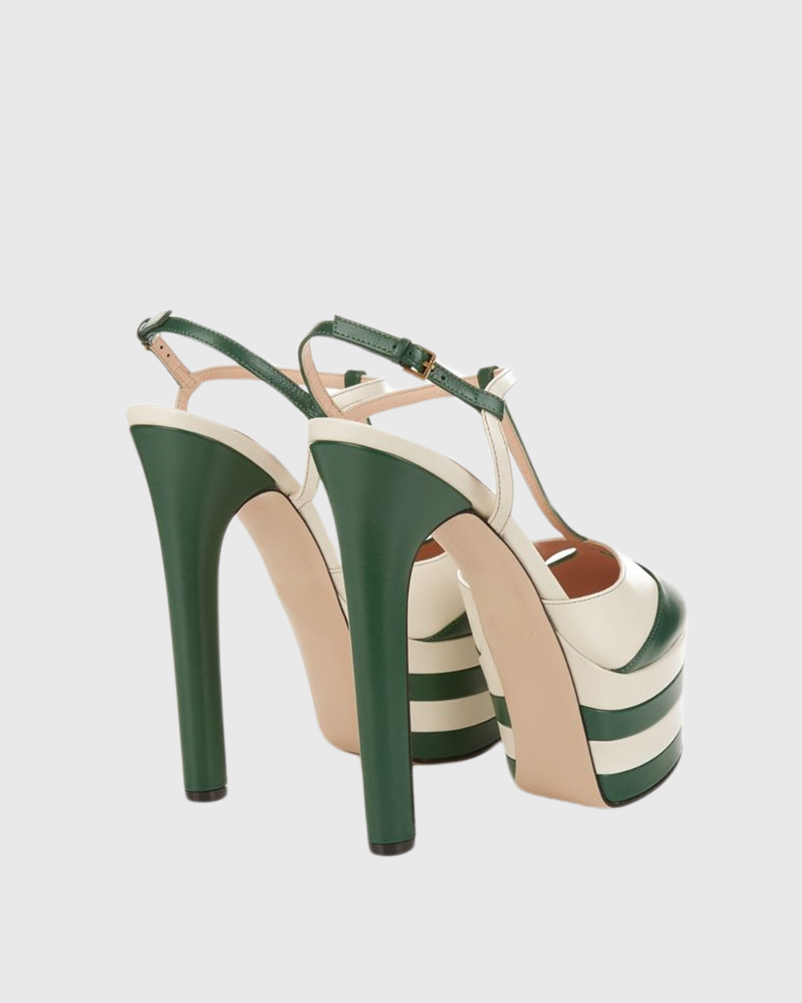 Dionisia Vintage Stripe Platform Heels In Green