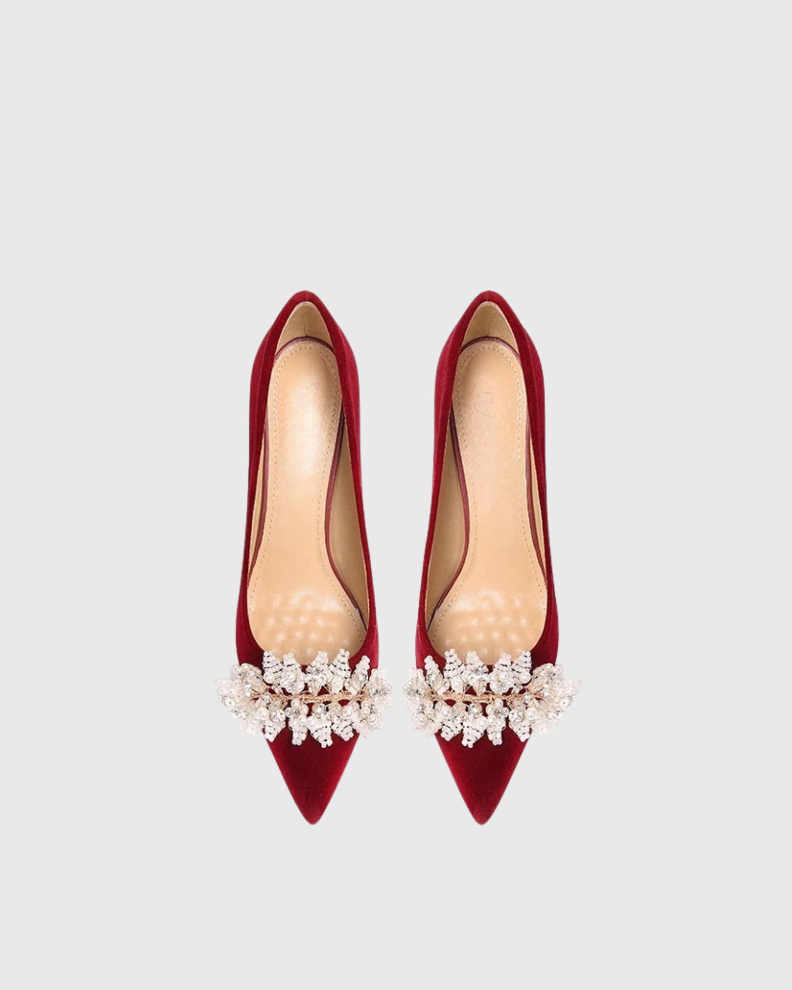 Vaike Snowflakes Velvet Pumps In Red