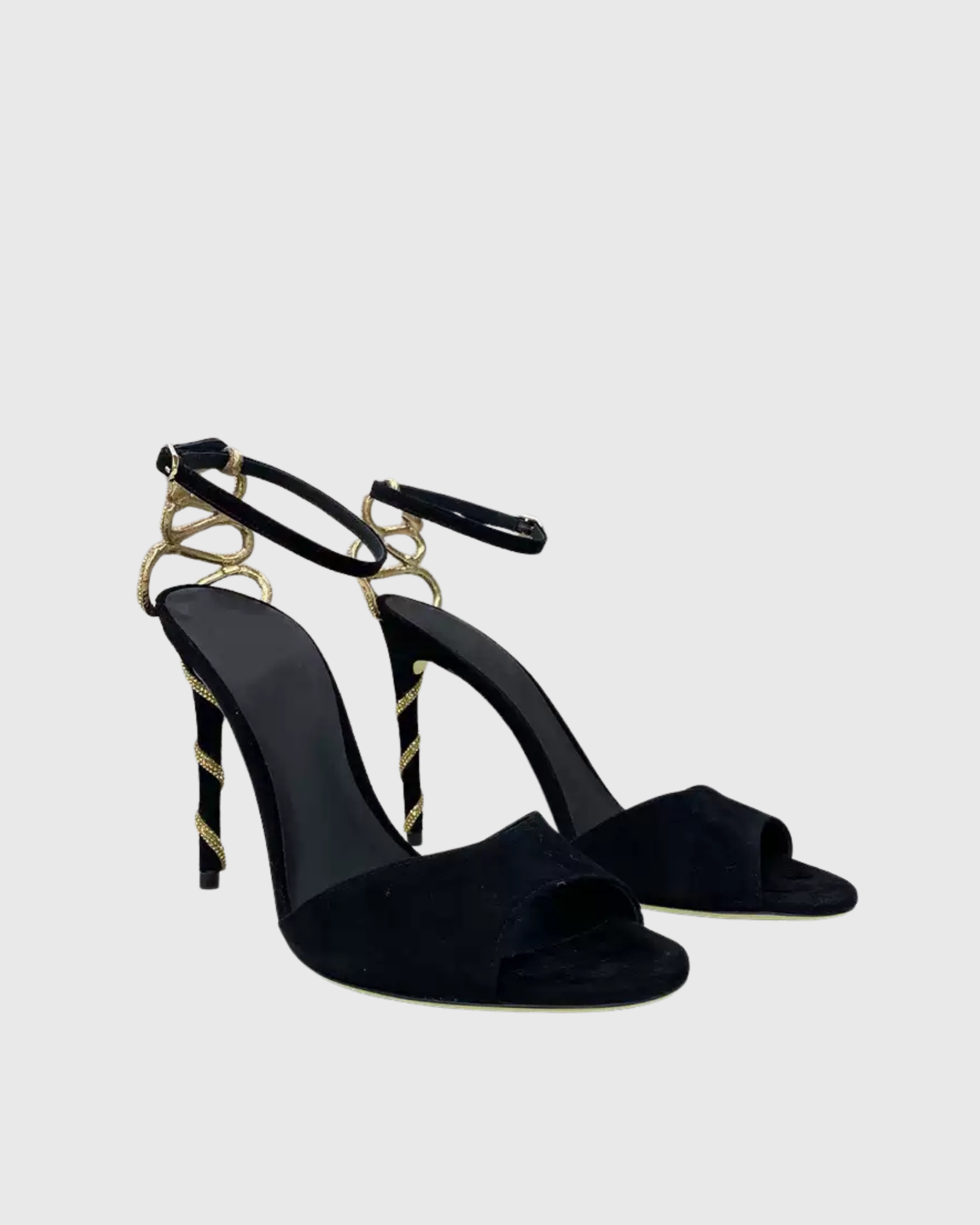 Voss Snake Wrap Stiletto Sandals In Black