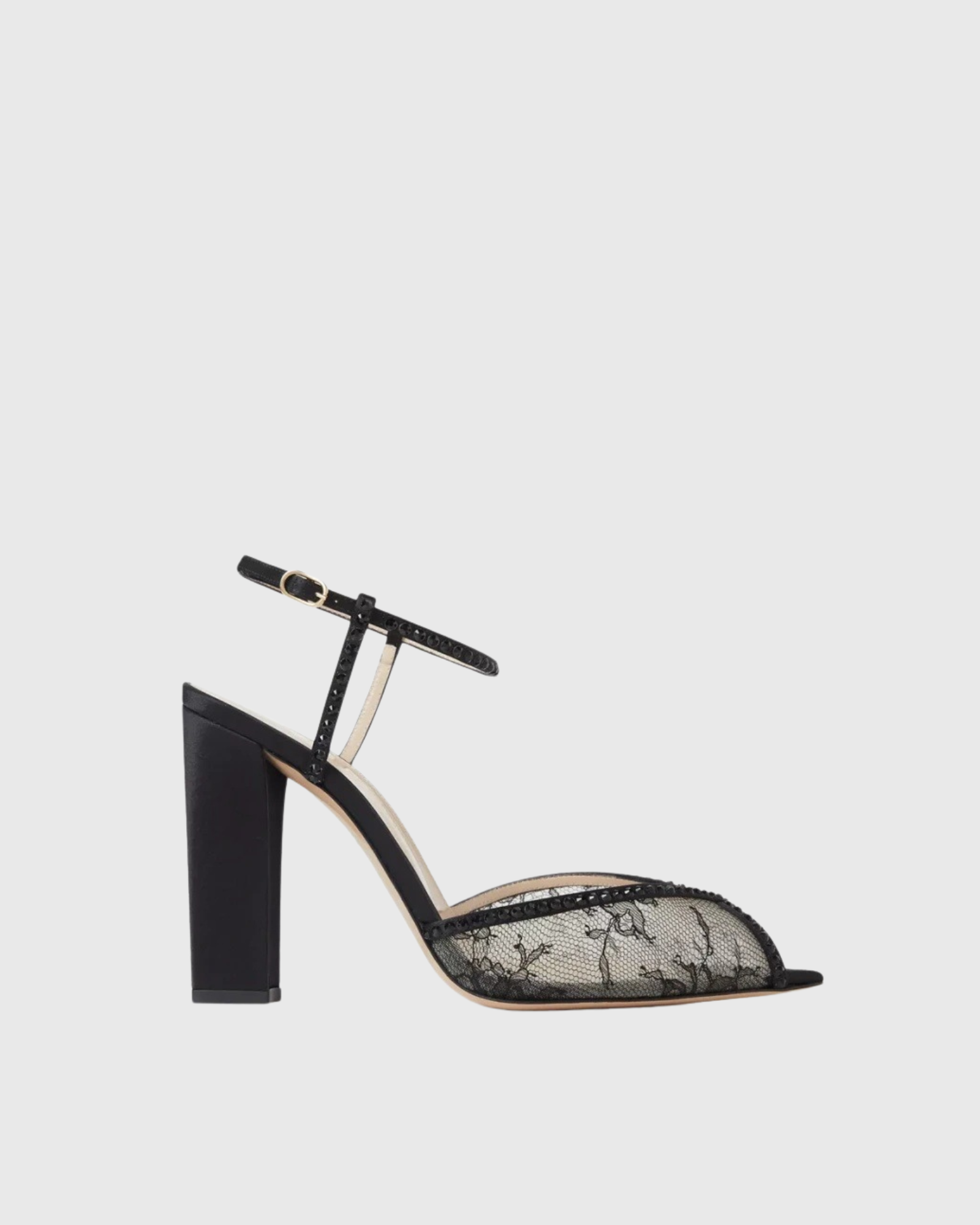 Lyra Lace Rhinestone Sandals In Black