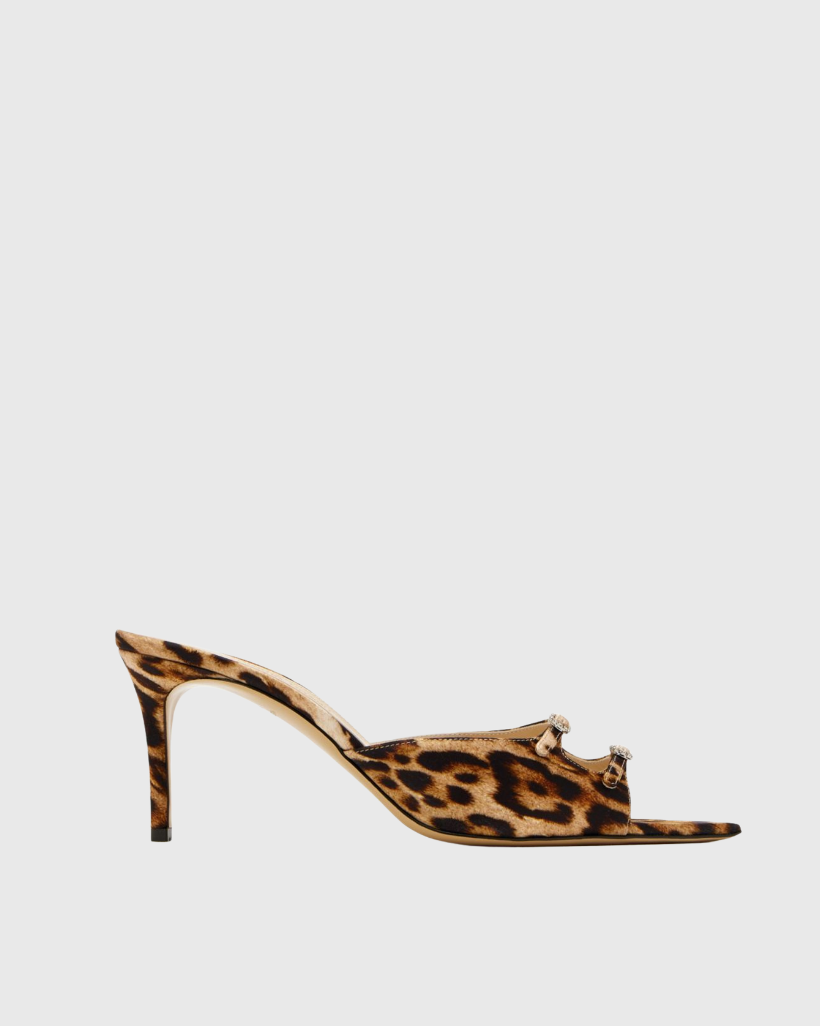 Jaciara Satin Leopard Print Mules 