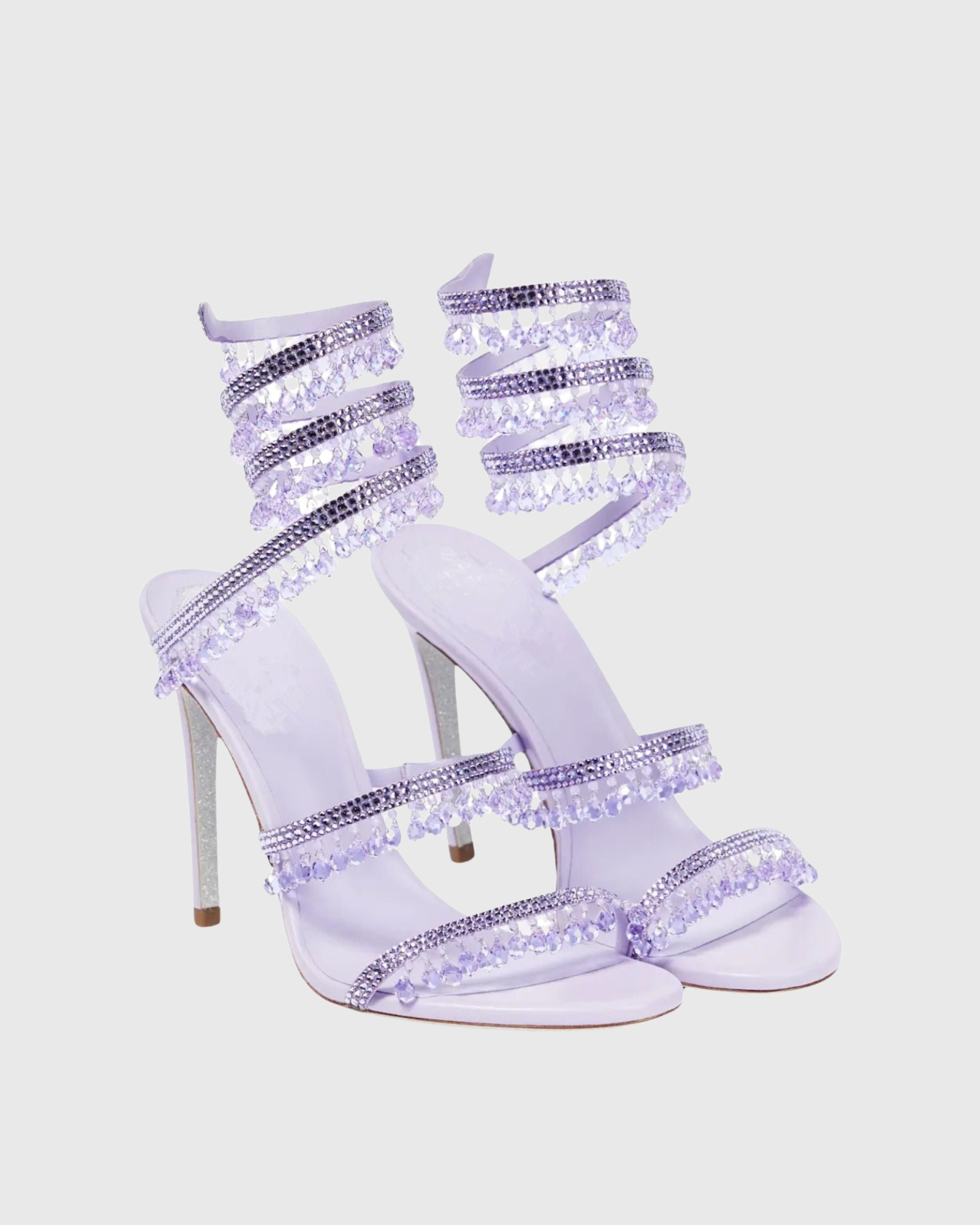 Elisa Diamond Fringe Snake Sandals In Violet
