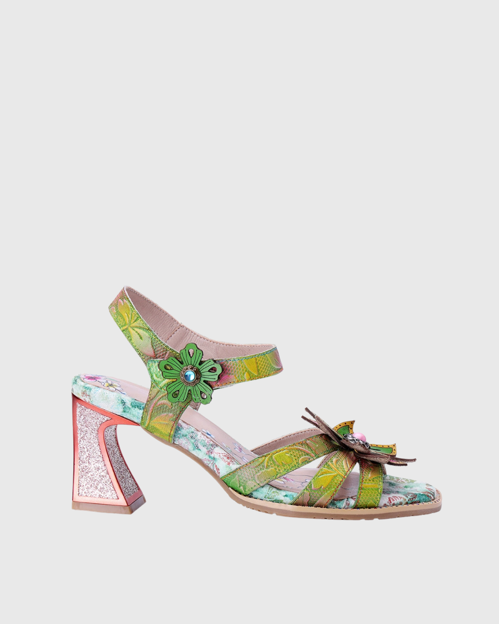 Langley Flower Vintage Sandals In Green